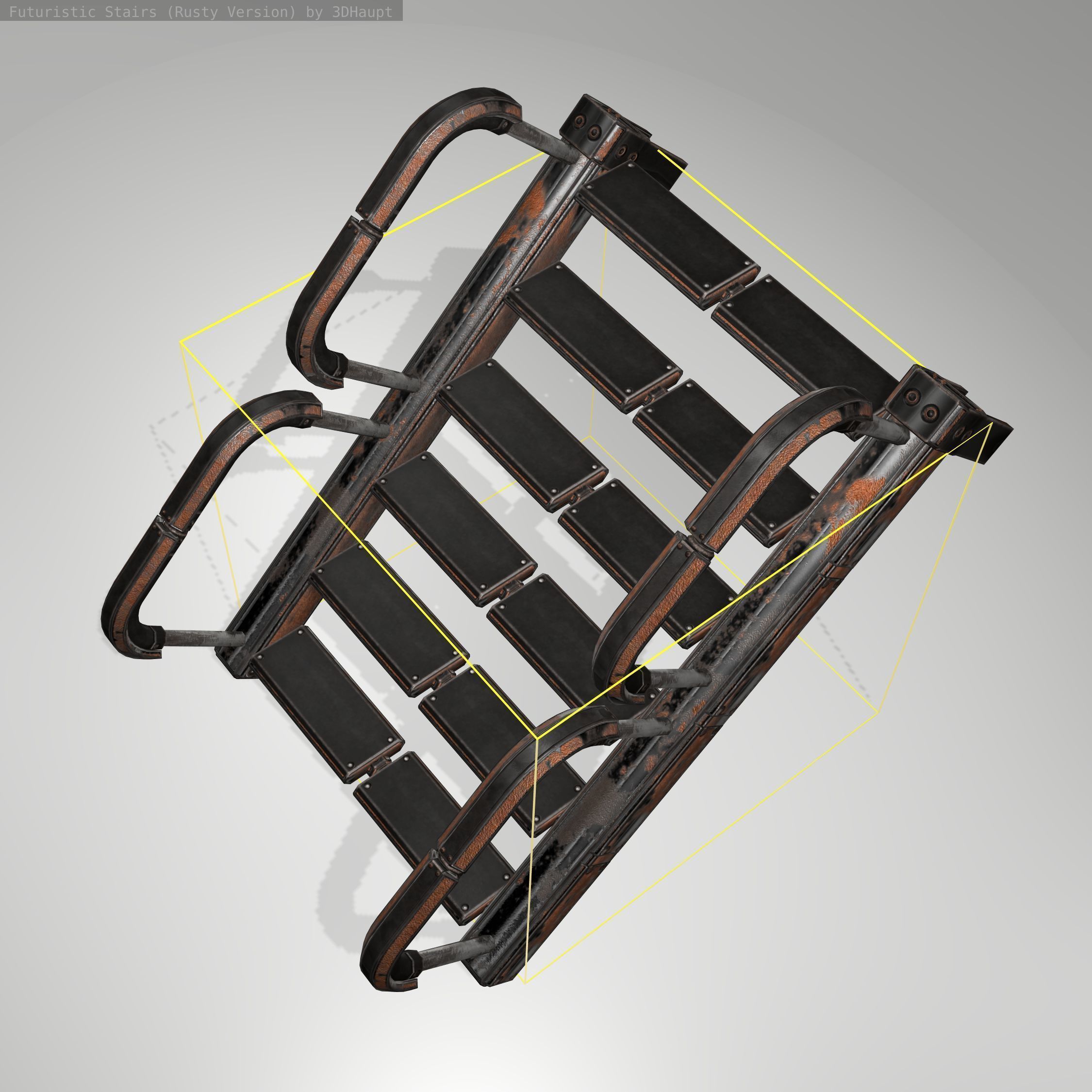 Futuristic Stairs - 26 - Rusty Textures Low-poly 3D model_15