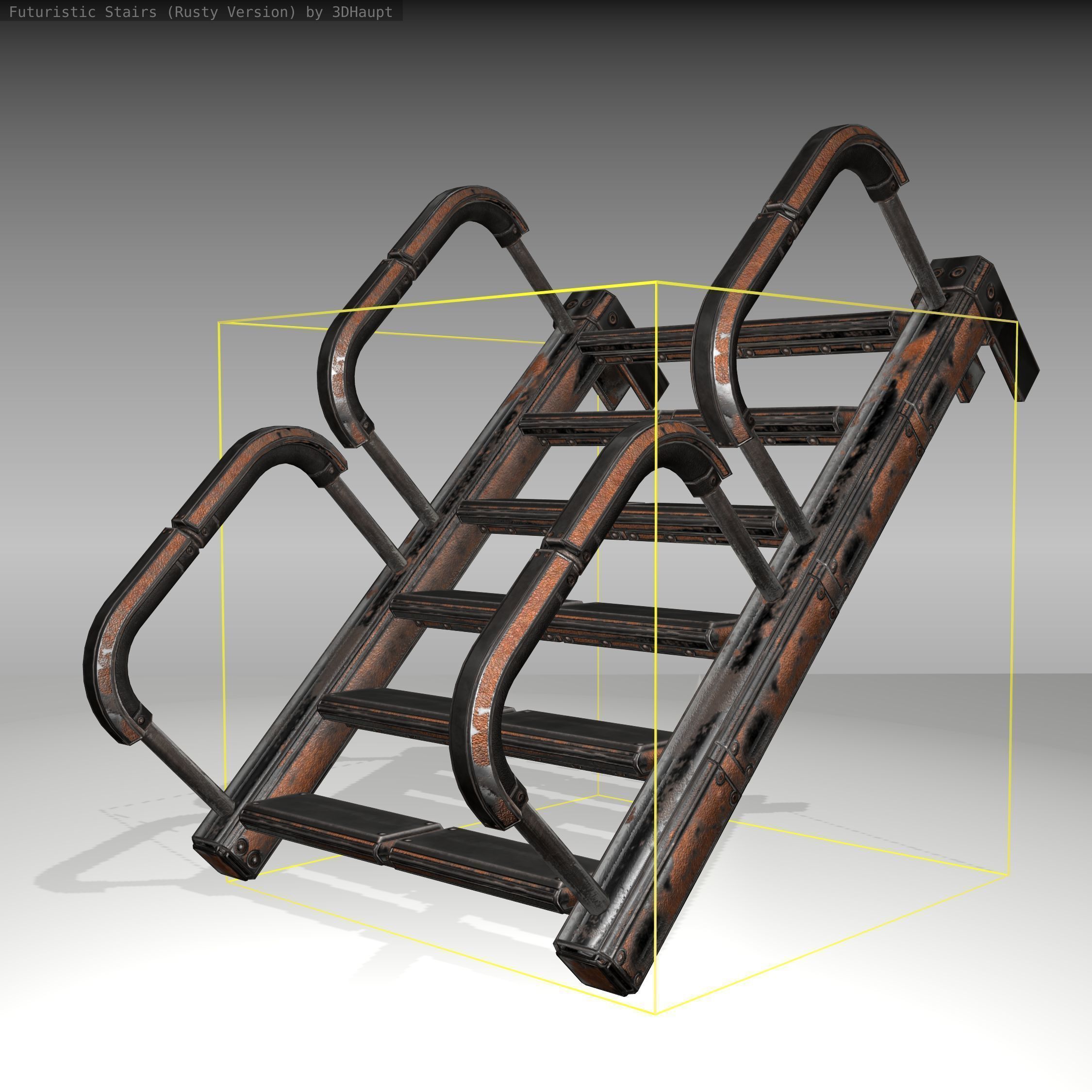 Futuristic Stairs - 26 - Rusty Textures Low-poly 3D model_8