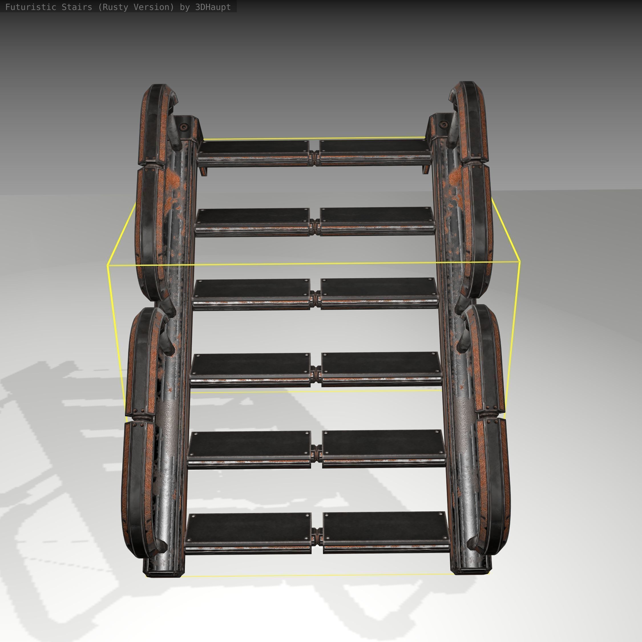 Futuristic Stairs - 26 - Rusty Textures Low-poly 3D model_6