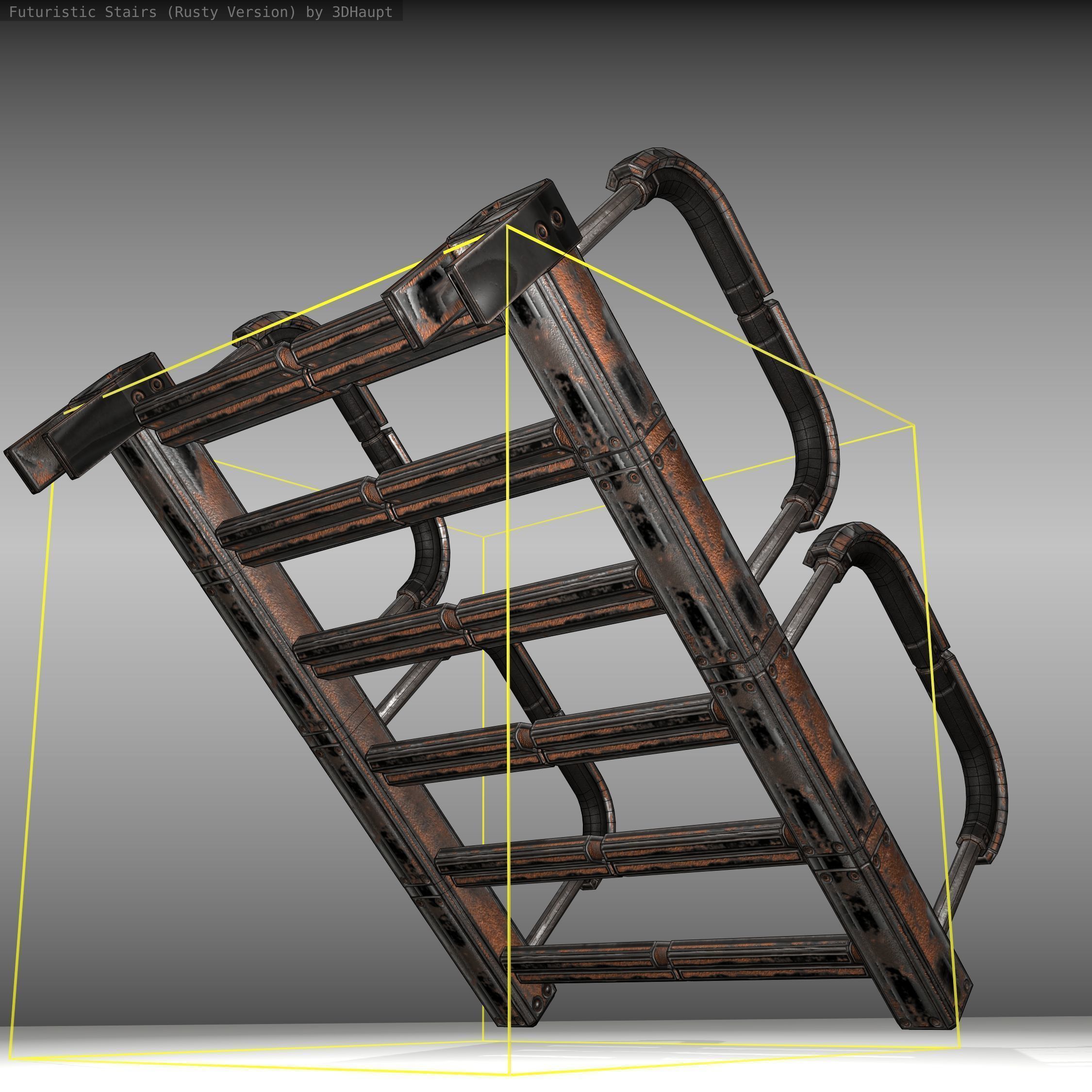 Futuristic Stairs - 26 - Rusty Textures Low-poly 3D model_20