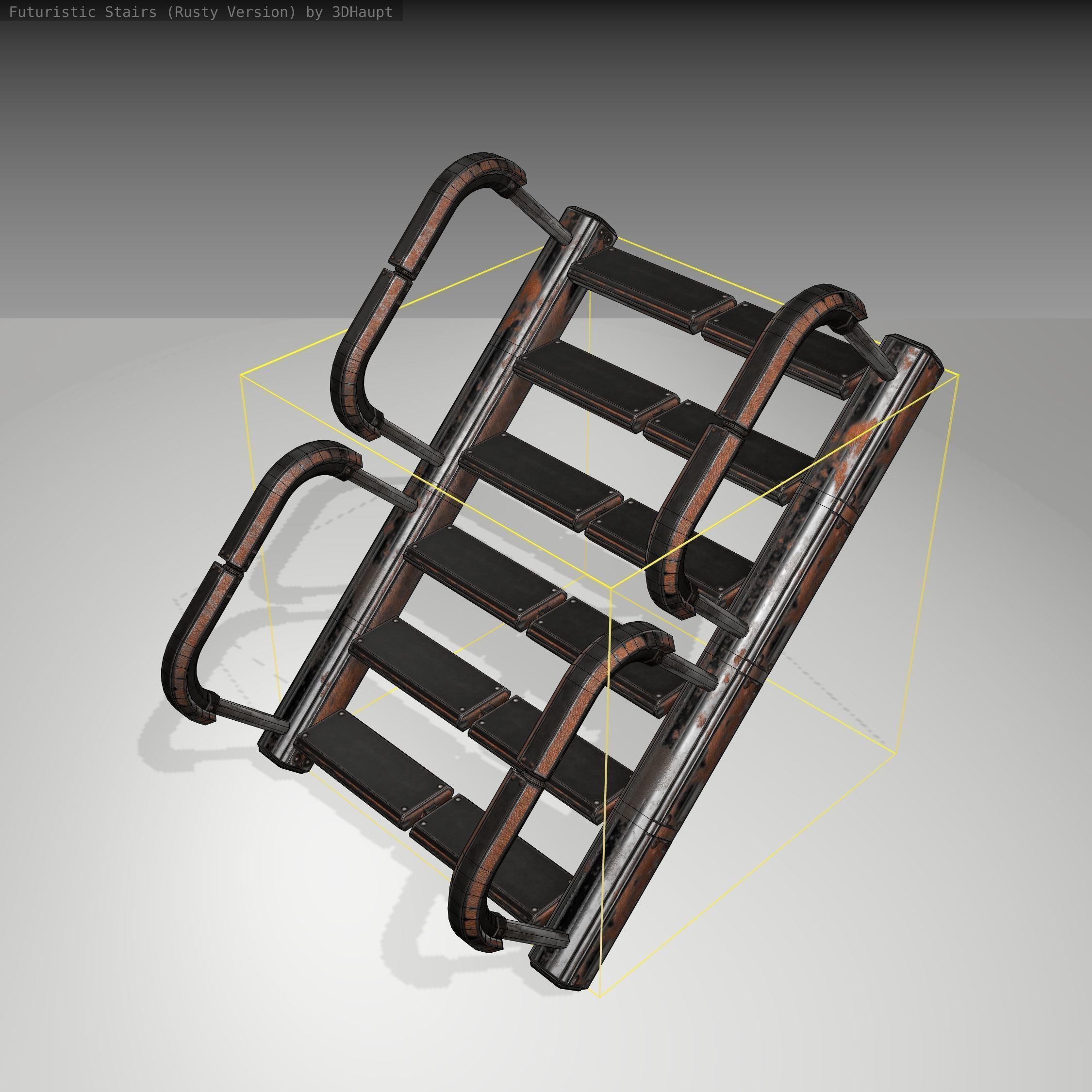 Futuristic Stairs - 26 - Rusty Textures Low-poly 3D model_24