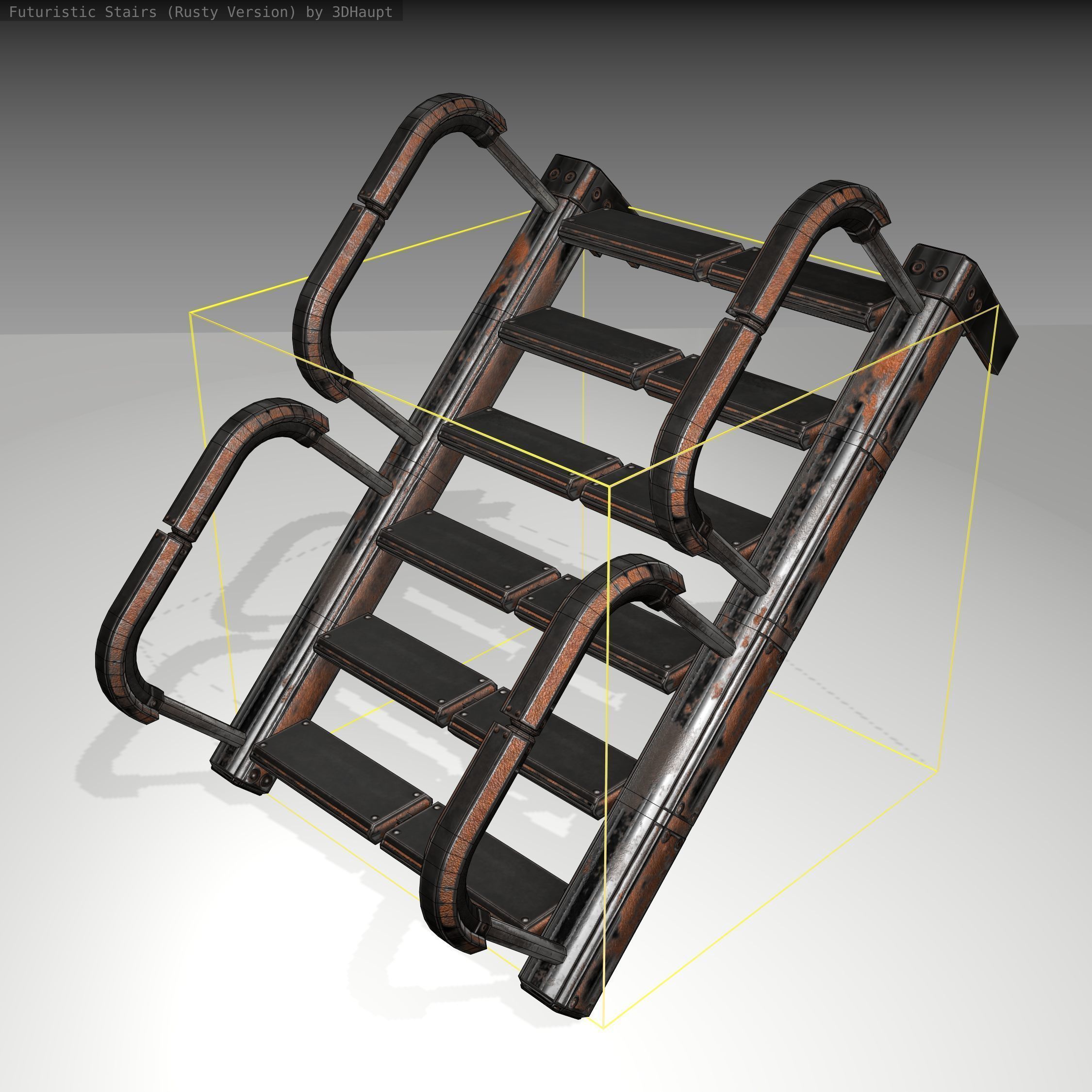 Futuristic Stairs - 26 - Rusty Textures Low-poly 3D model_7