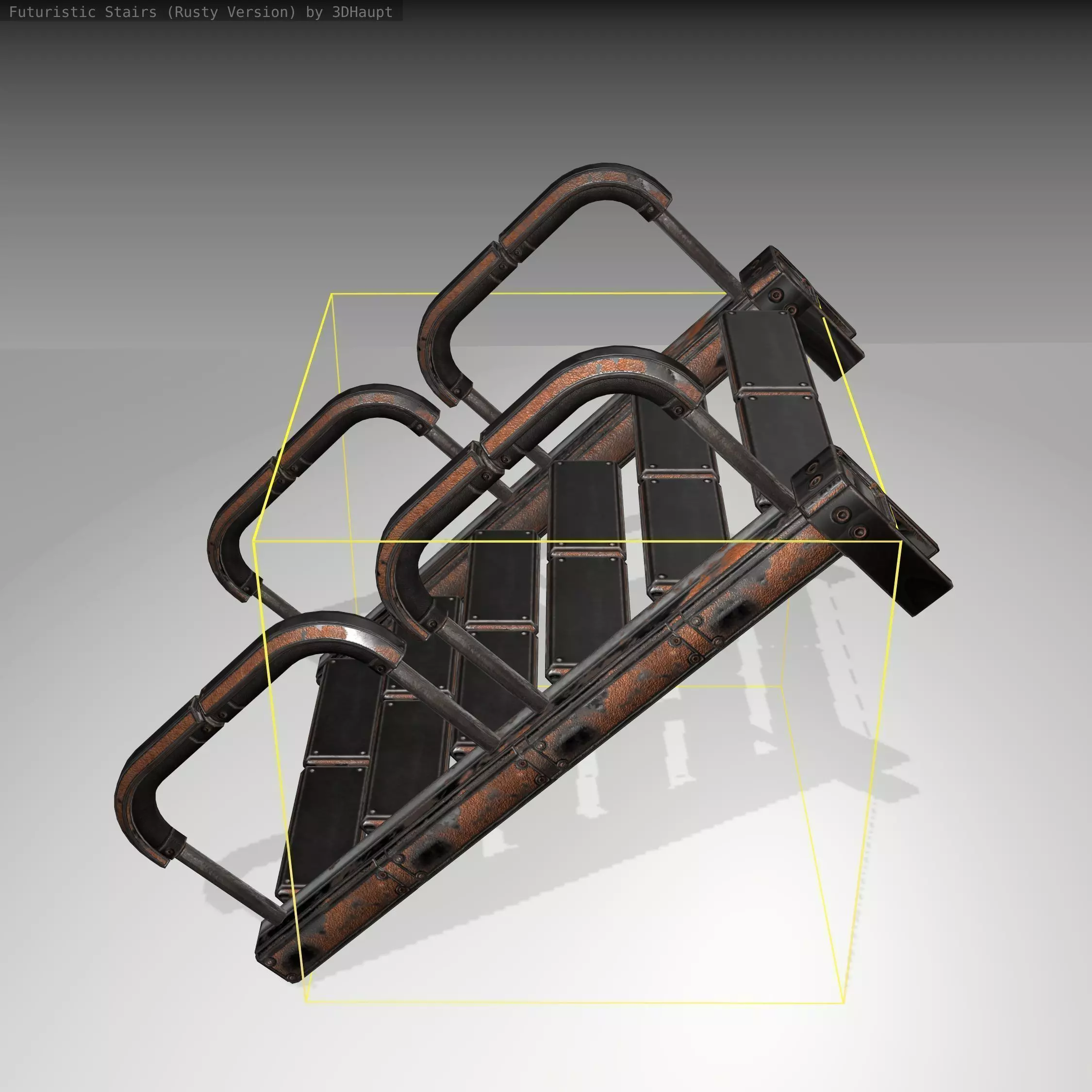 Futuristic Stairs - 26 - Rusty Textures Low-poly 3D model_0