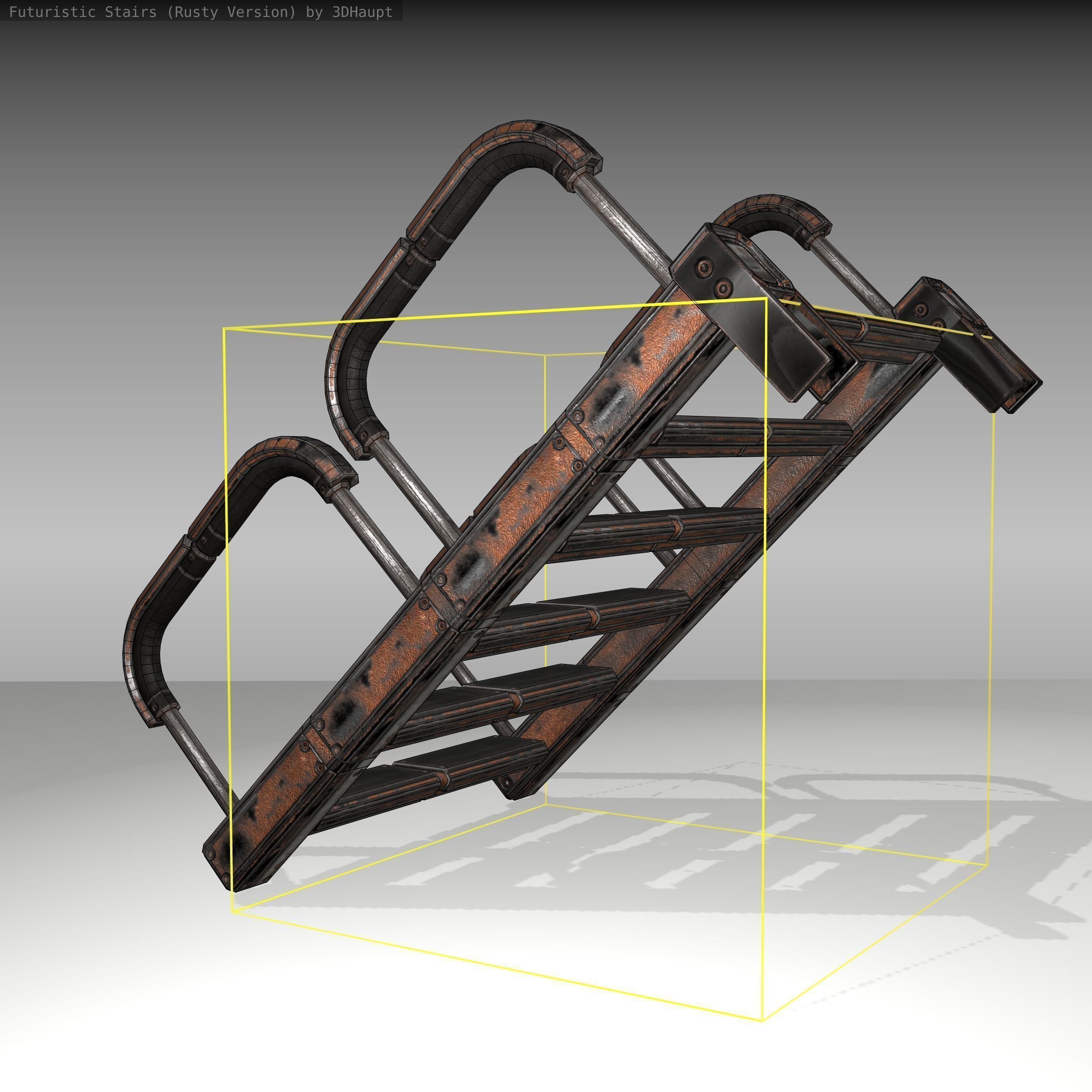Futuristic Stairs - 26 - Rusty Textures Low-poly 3D model_9