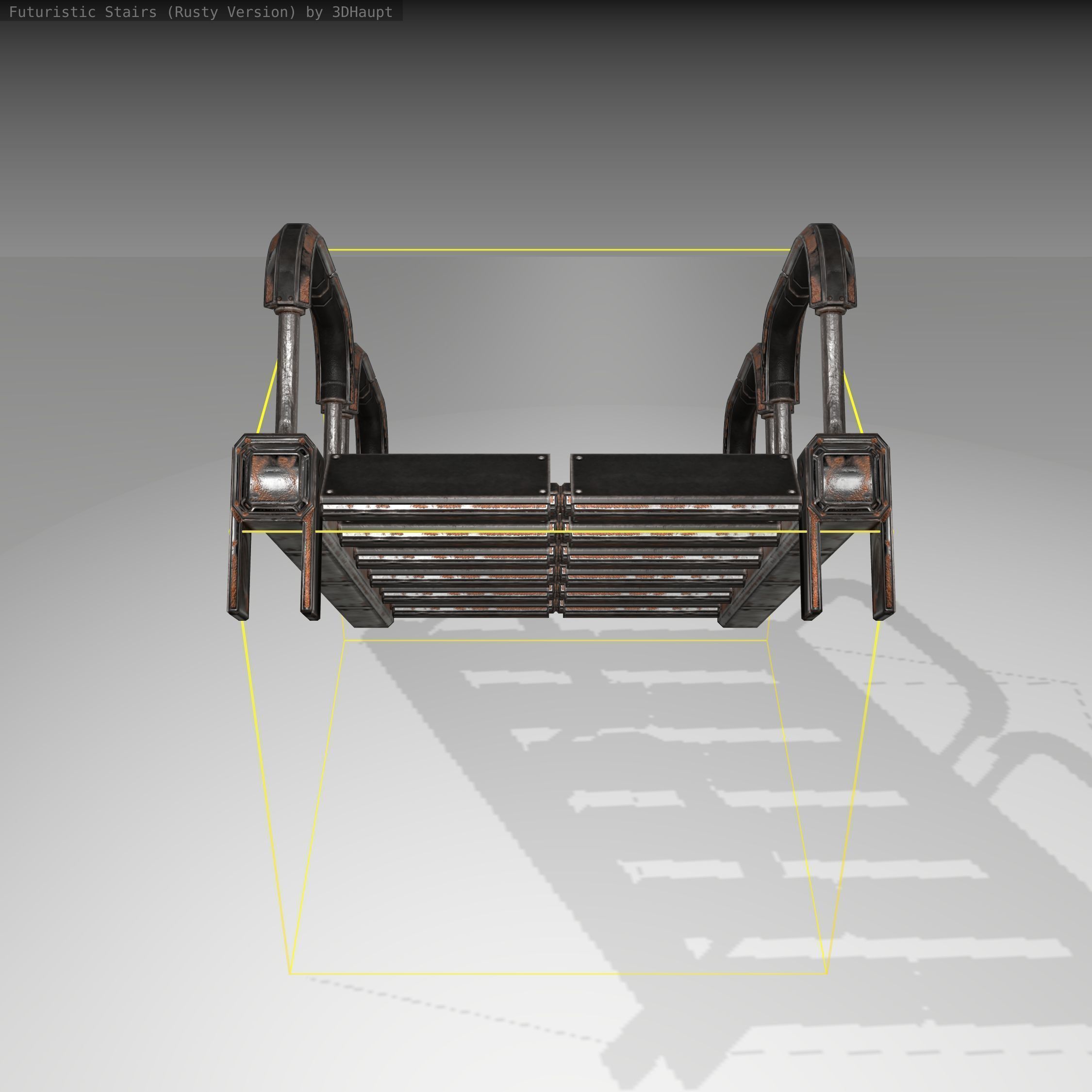 Futuristic Stairs - 26 - Rusty Textures Low-poly 3D model_2