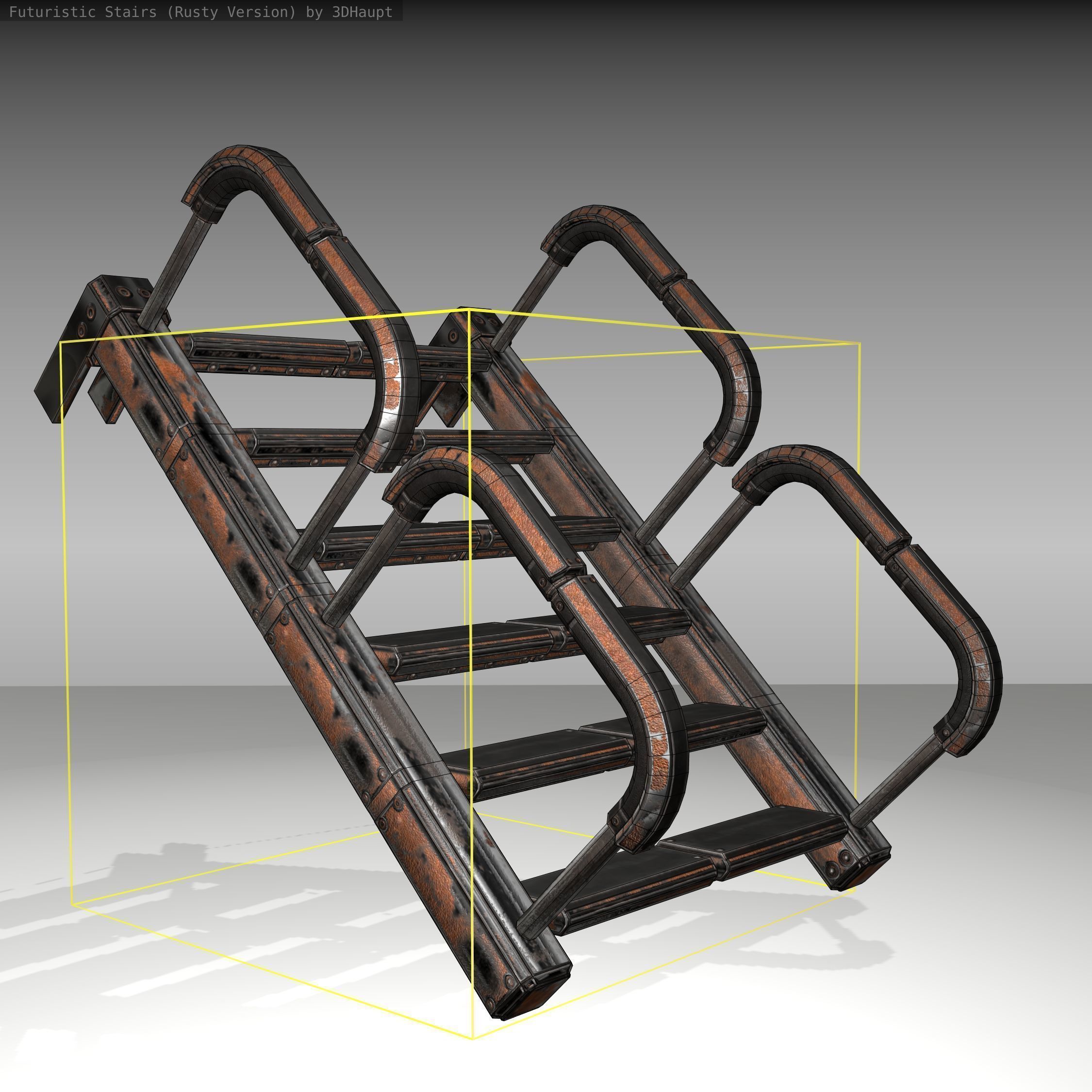 Futuristic Stairs - 26 - Rusty Textures Low-poly 3D model_12