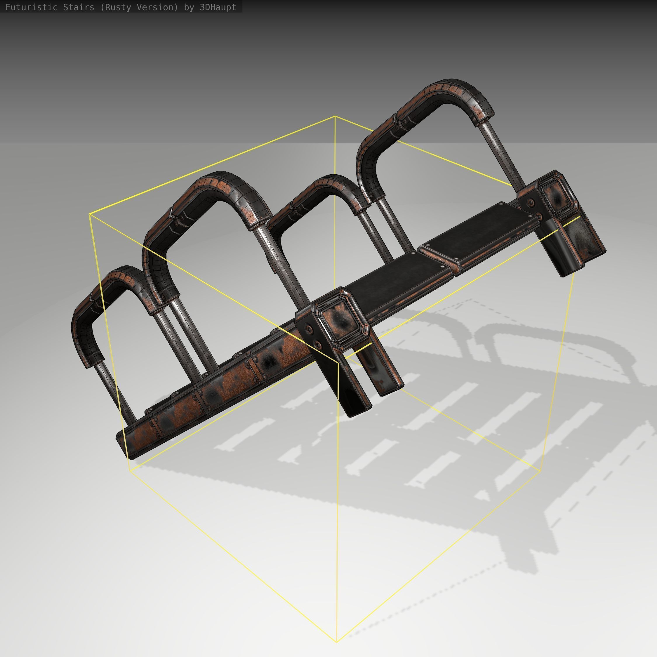 Futuristic Stairs - 26 - Rusty Textures Low-poly 3D model_1