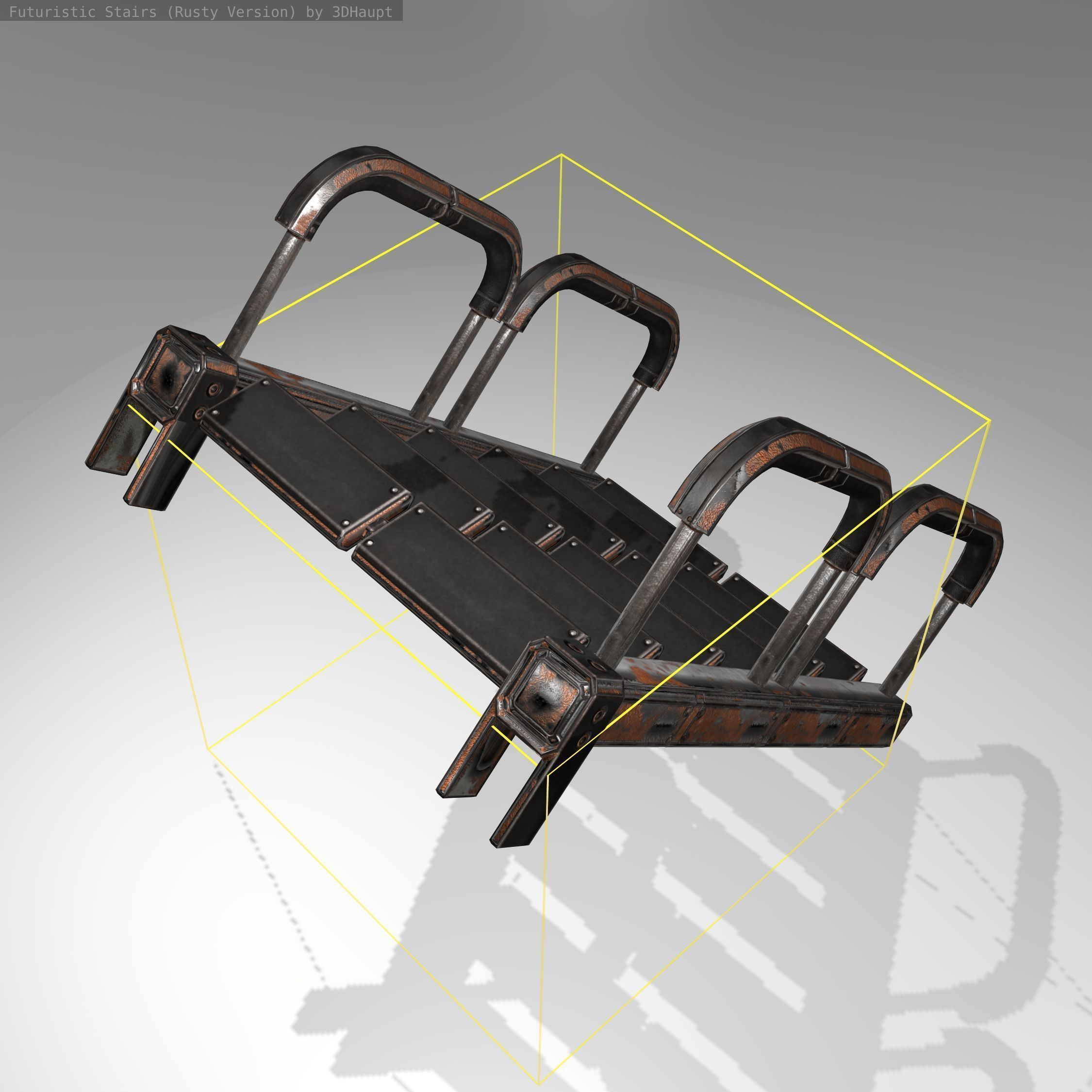 Futuristic Stairs - 26 - Rusty Textures Low-poly 3D model_17