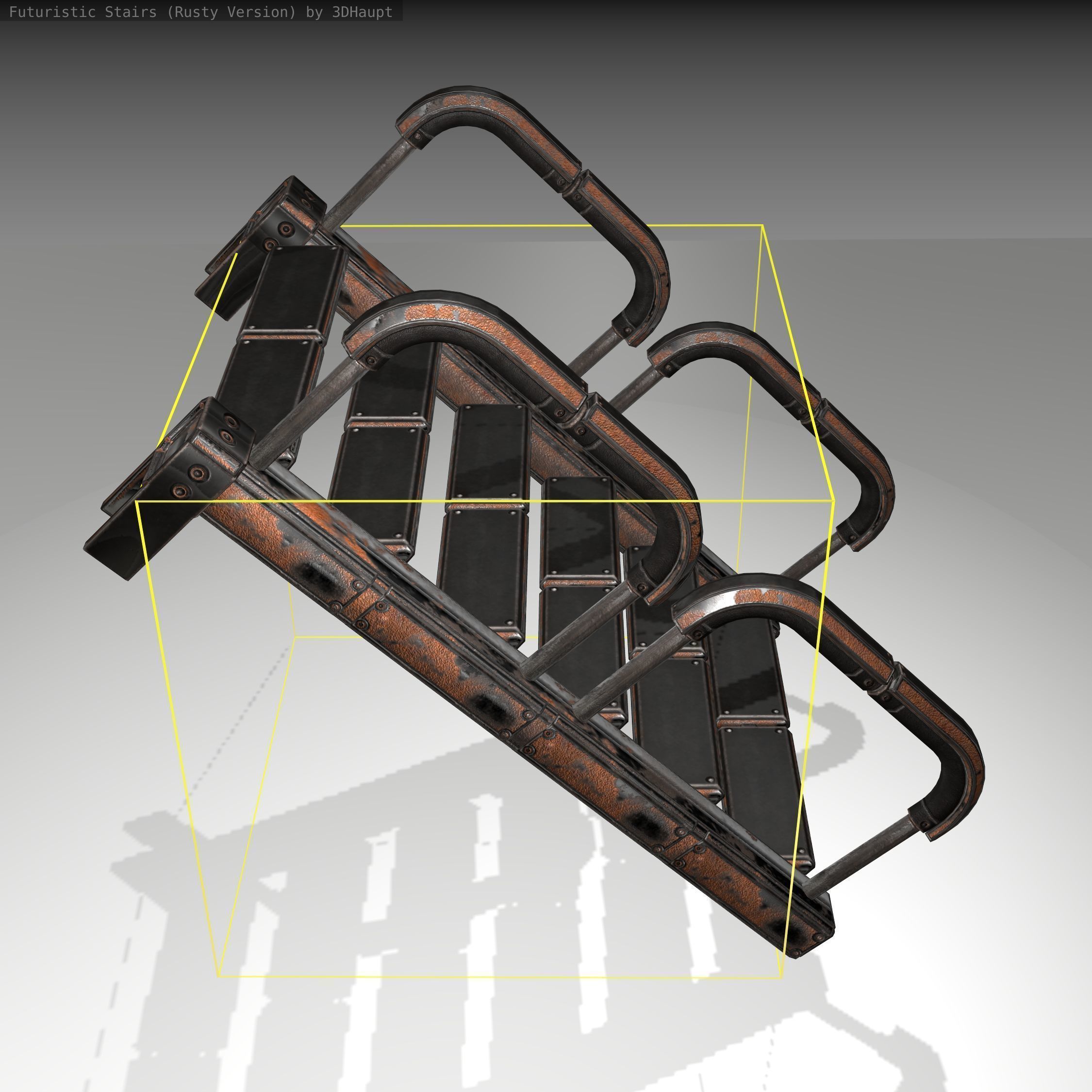 Futuristic Stairs - 26 - Rusty Textures Low-poly 3D model_4