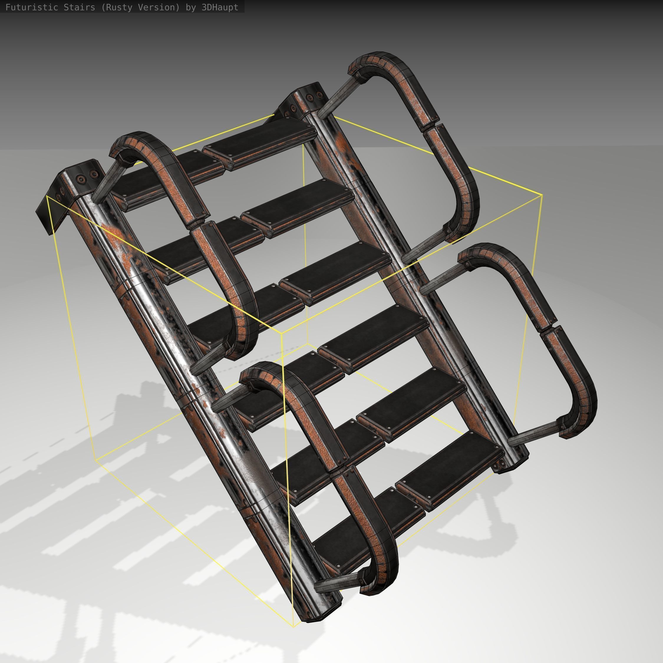 Futuristic Stairs - 26 - Rusty Textures Low-poly 3D model_5