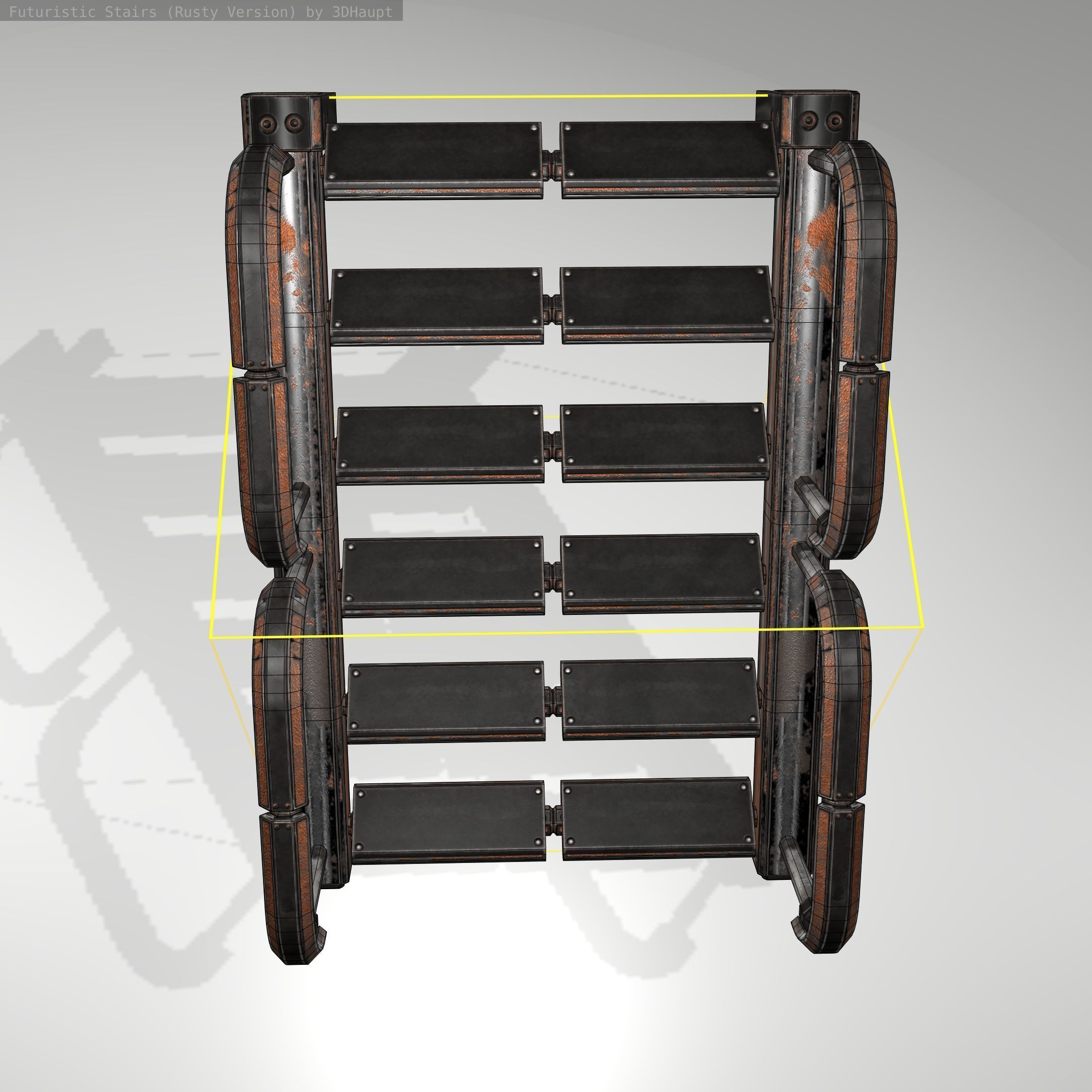 Futuristic Stairs - 26 - Rusty Textures Low-poly 3D model_14