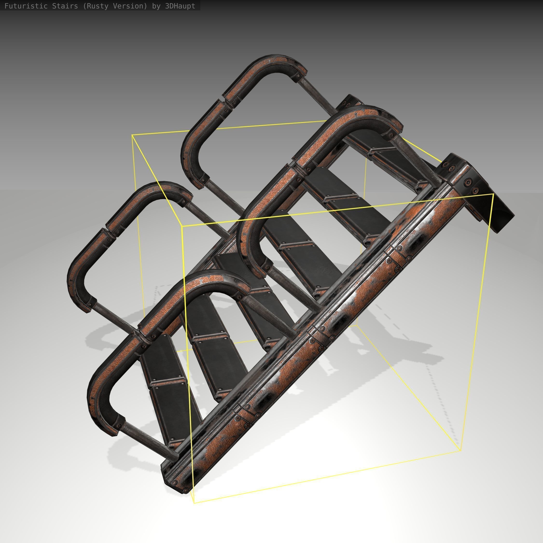 Futuristic Stairs - 26 - Rusty Textures Low-poly 3D model_23