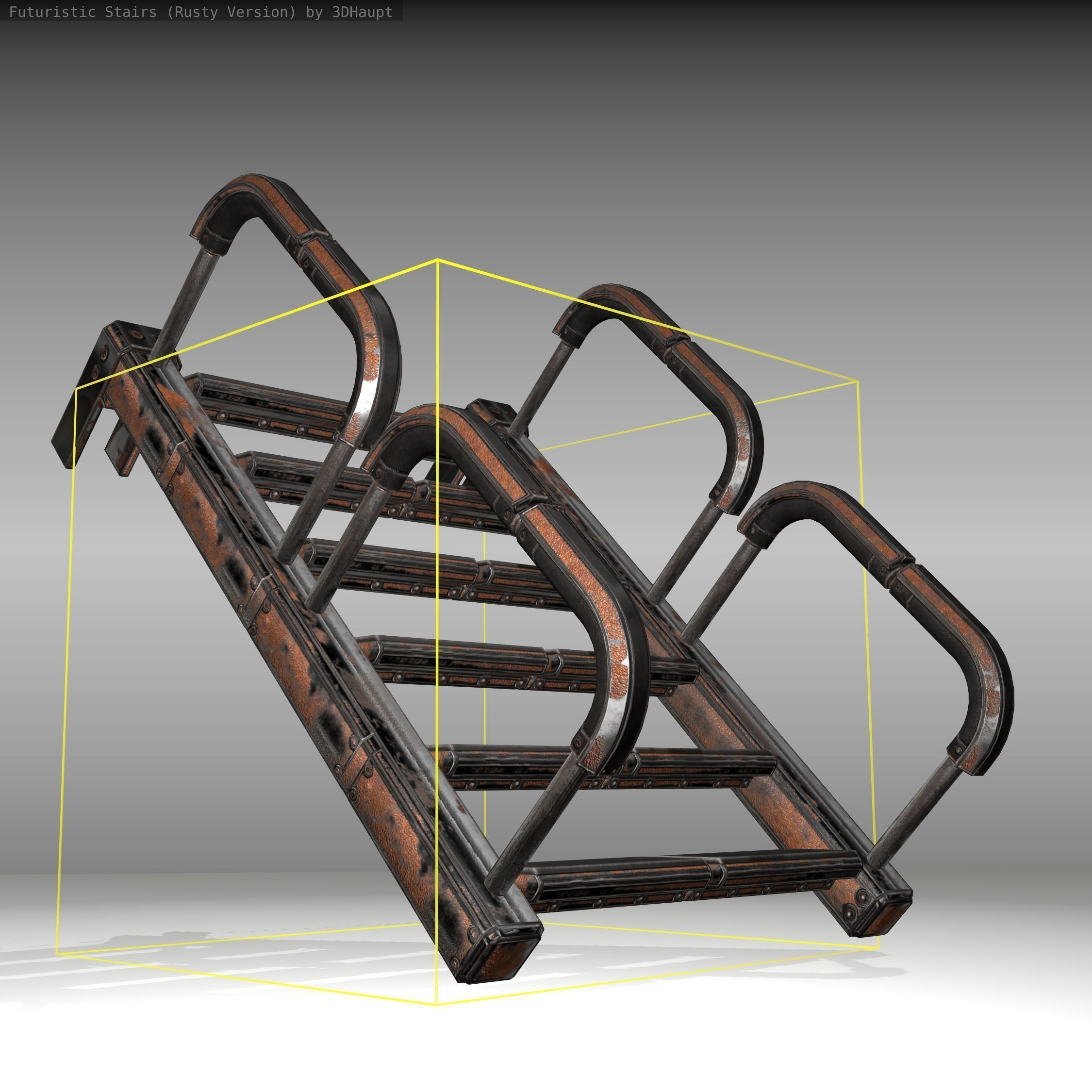 Futuristic Stairs - 26 - Rusty Textures Low-poly 3D model_21