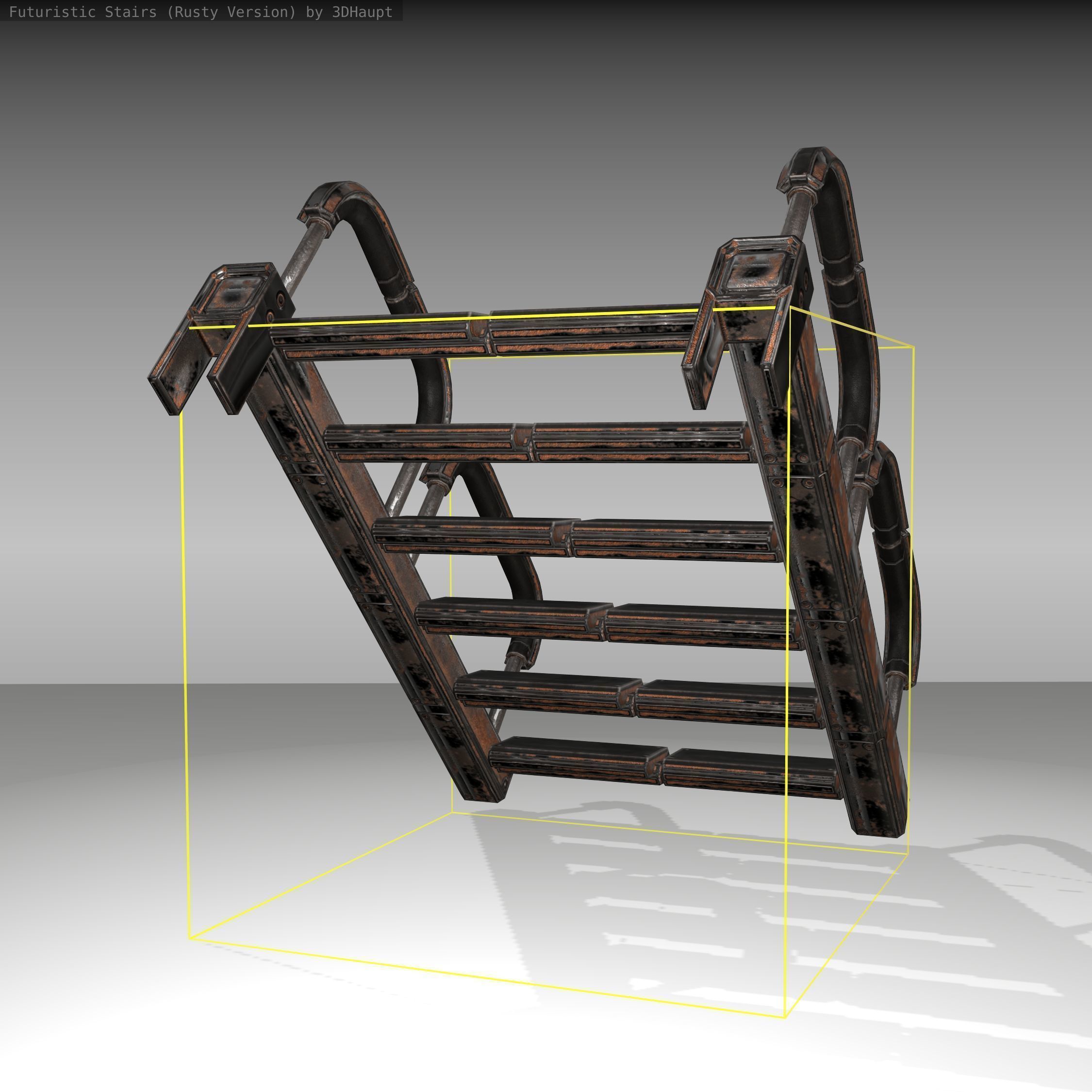 Futuristic Stairs - 26 - Rusty Textures Low-poly 3D model_10