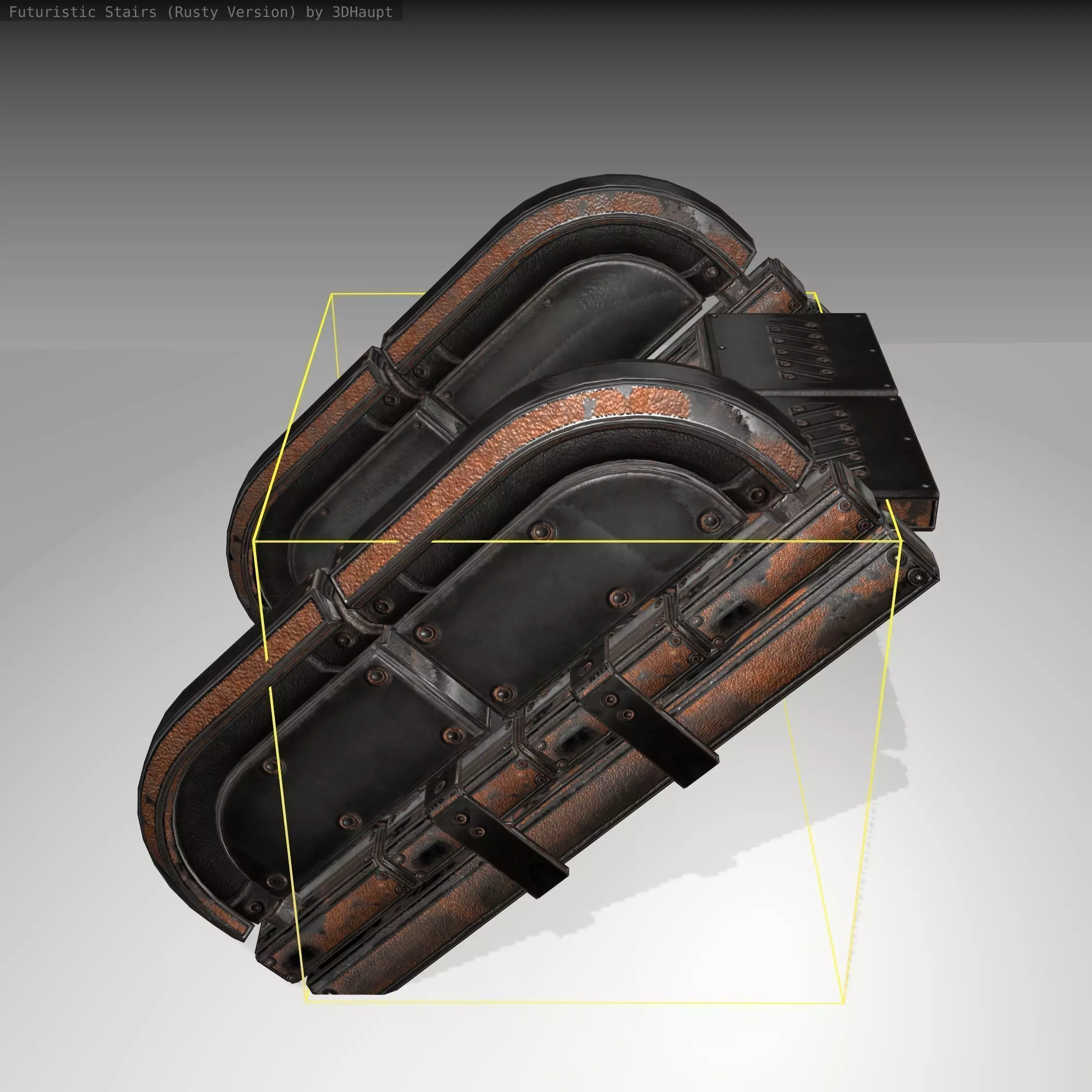Futuristic Stairs - 31 - Rusty Textures Low-poly 3D model