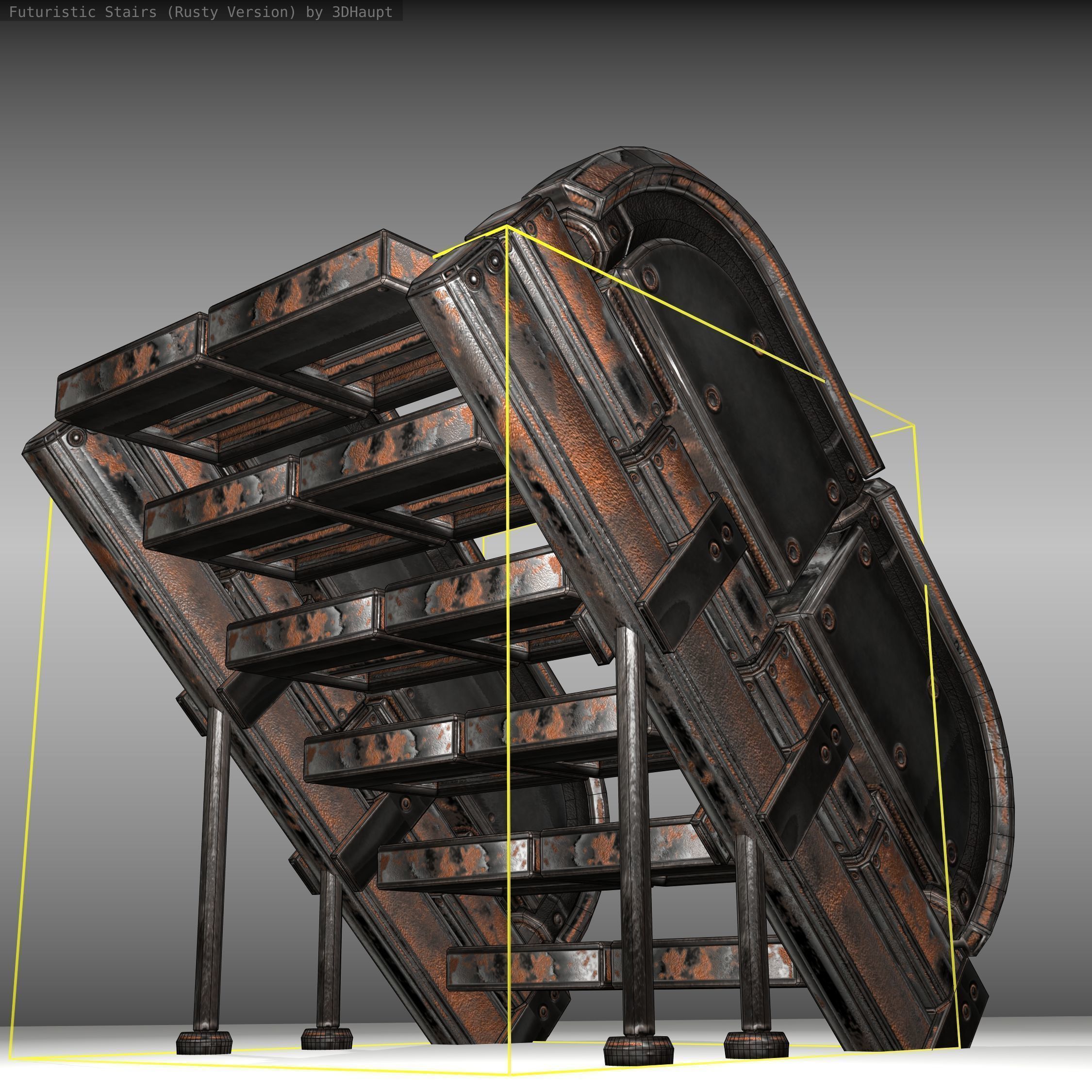 Futuristic Stairs - 32 - Rusty Textures Low-poly 3D model_20