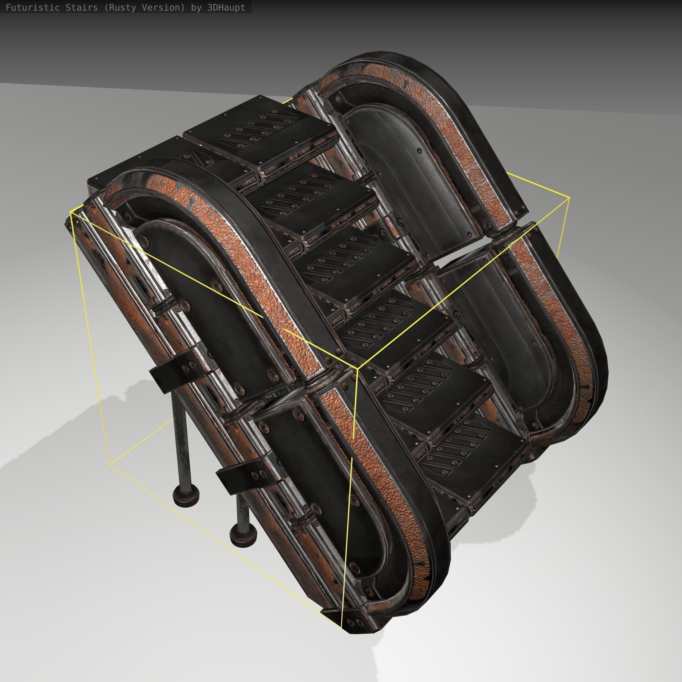 Futuristic Stairs - 32 - Rusty Textures Low-poly 3D model_19