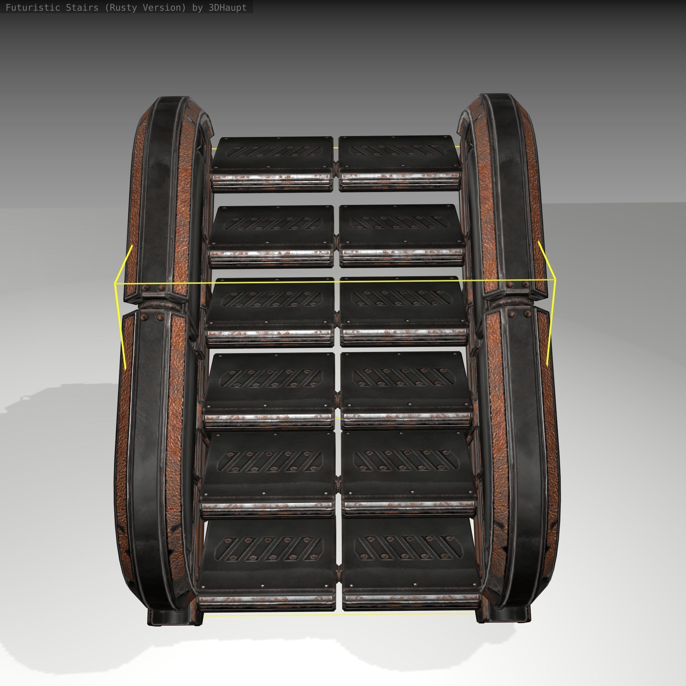 Futuristic Stairs - 32 - Rusty Textures Low-poly 3D model_6