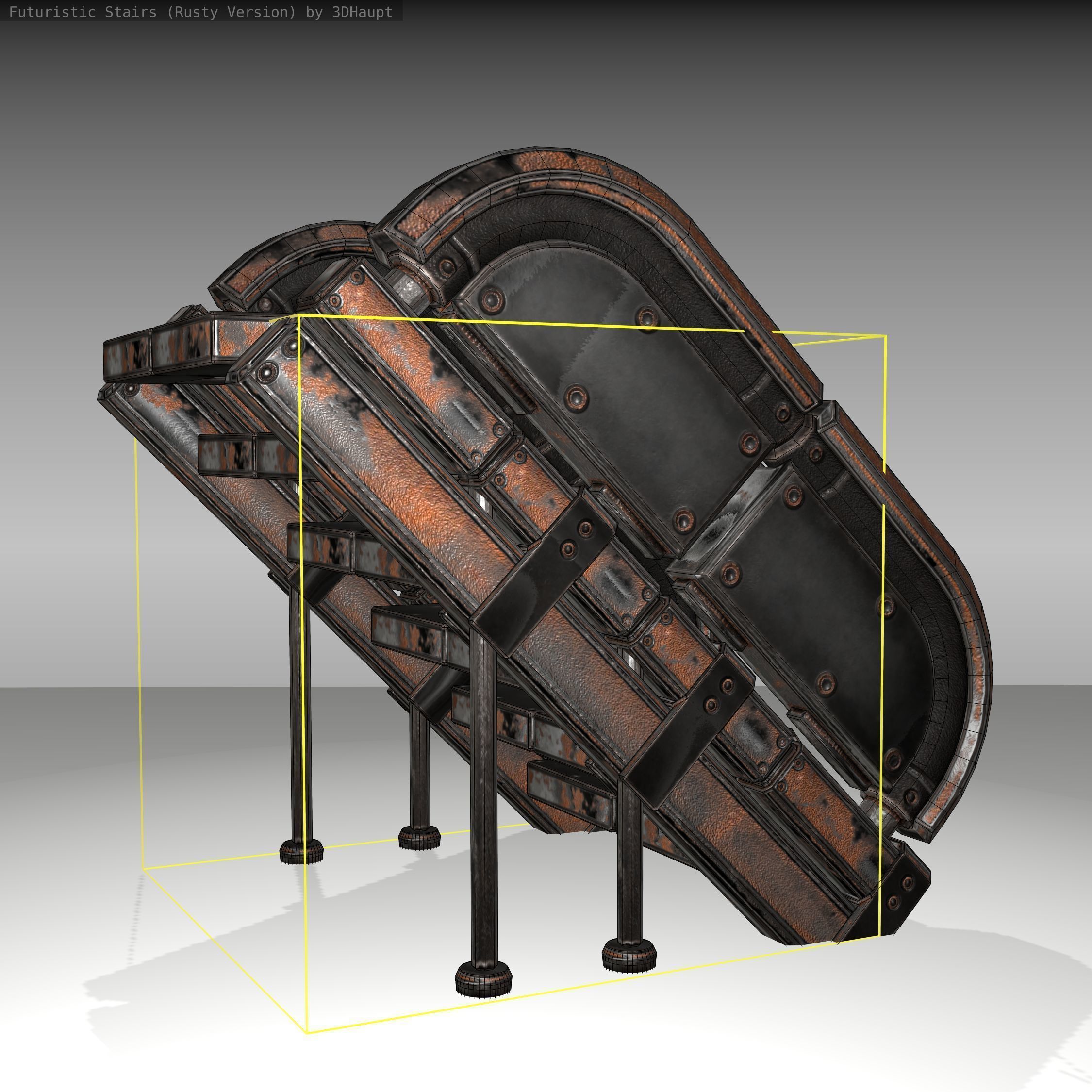 Futuristic Stairs - 32 - Rusty Textures Low-poly 3D model_11