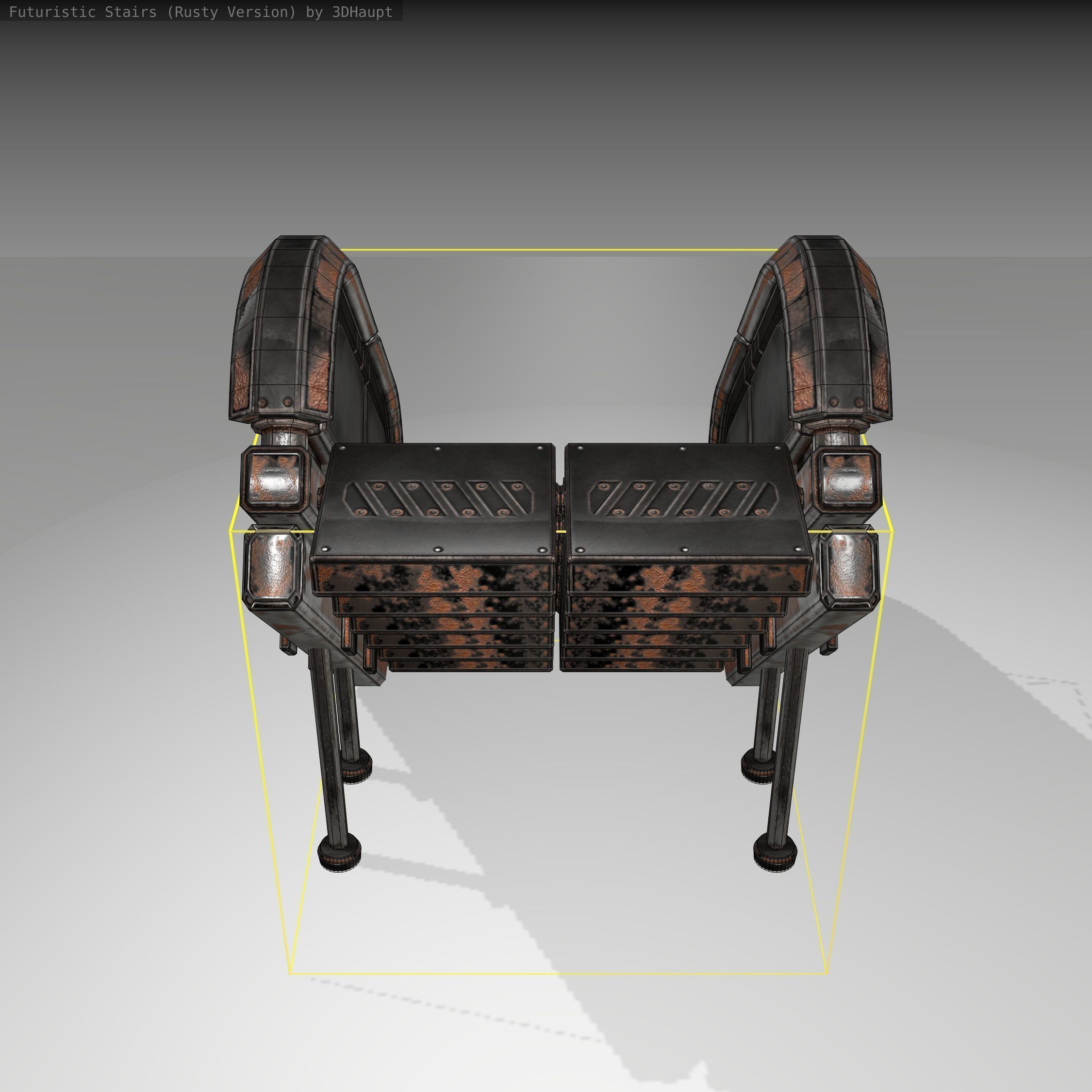 Futuristic Stairs - 32 - Rusty Textures Low-poly 3D model_2