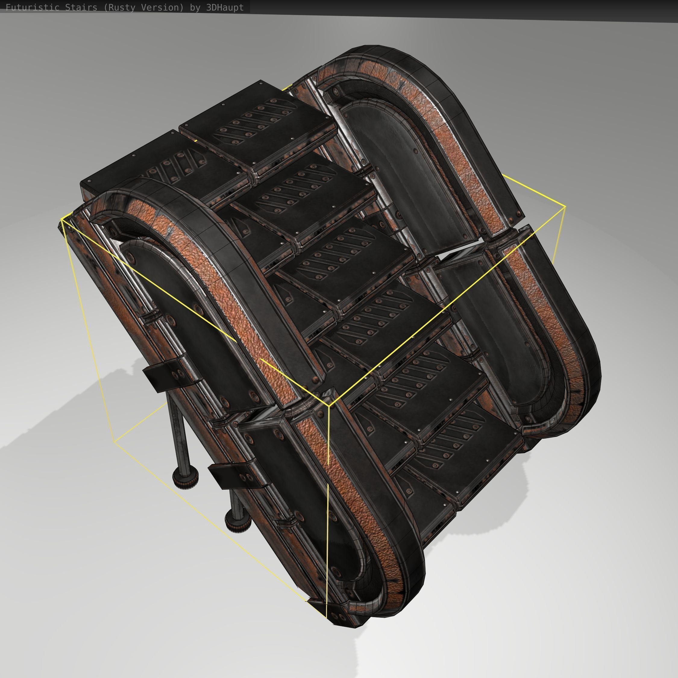 Futuristic Stairs - 32 - Rusty Textures Low-poly 3D model_18