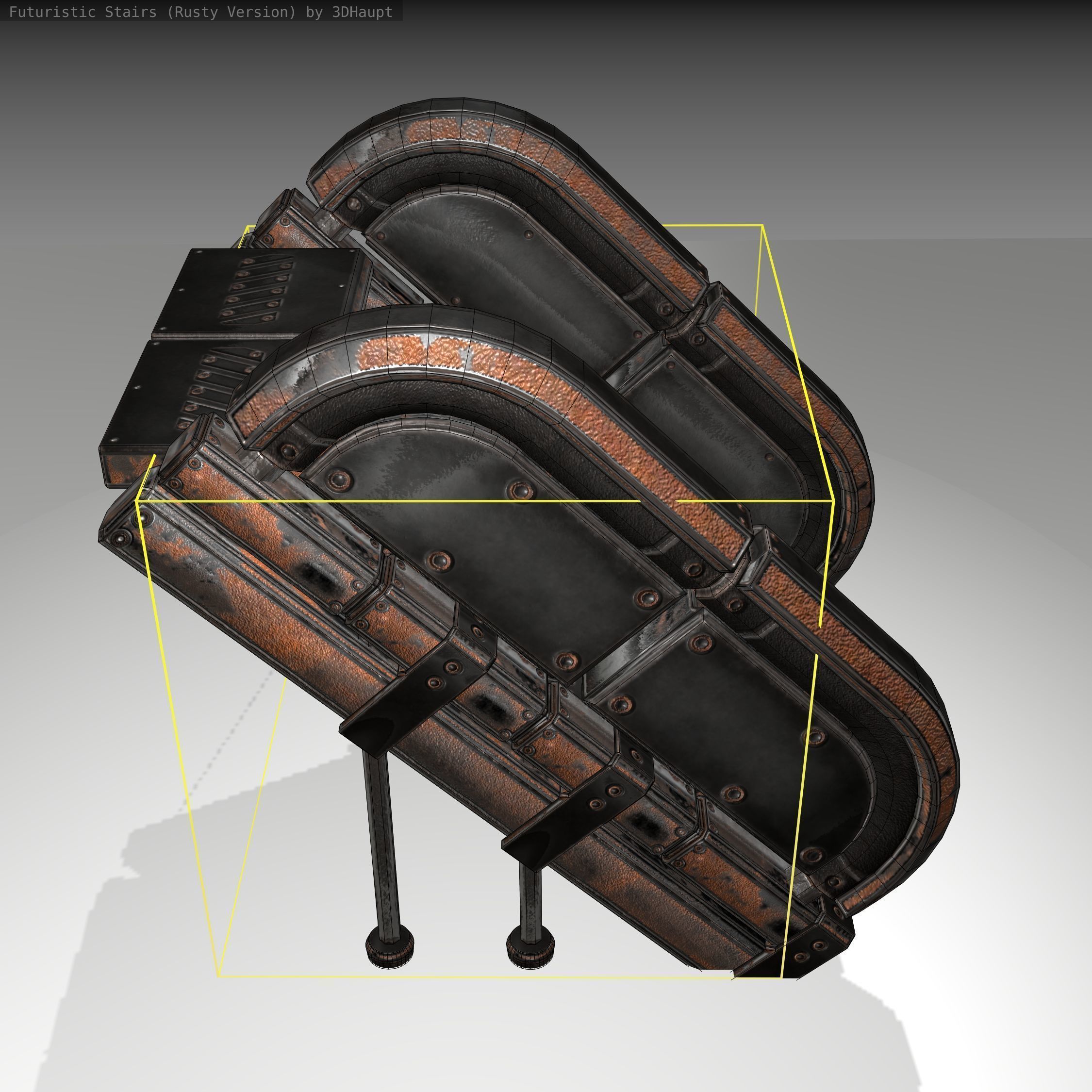 Futuristic Stairs - 32 - Rusty Textures Low-poly 3D model_4