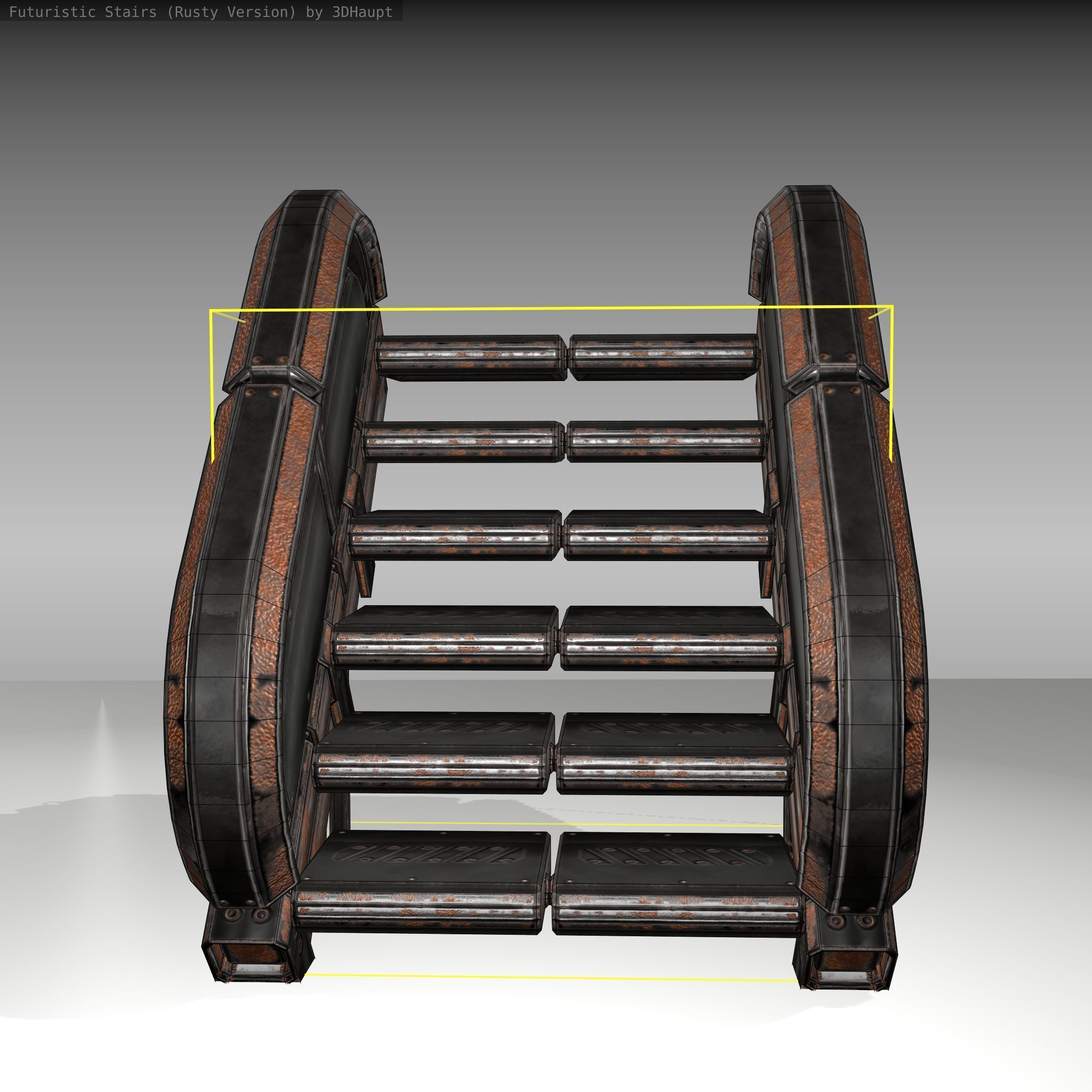 Futuristic Stairs - 32 - Rusty Textures Low-poly 3D model_13