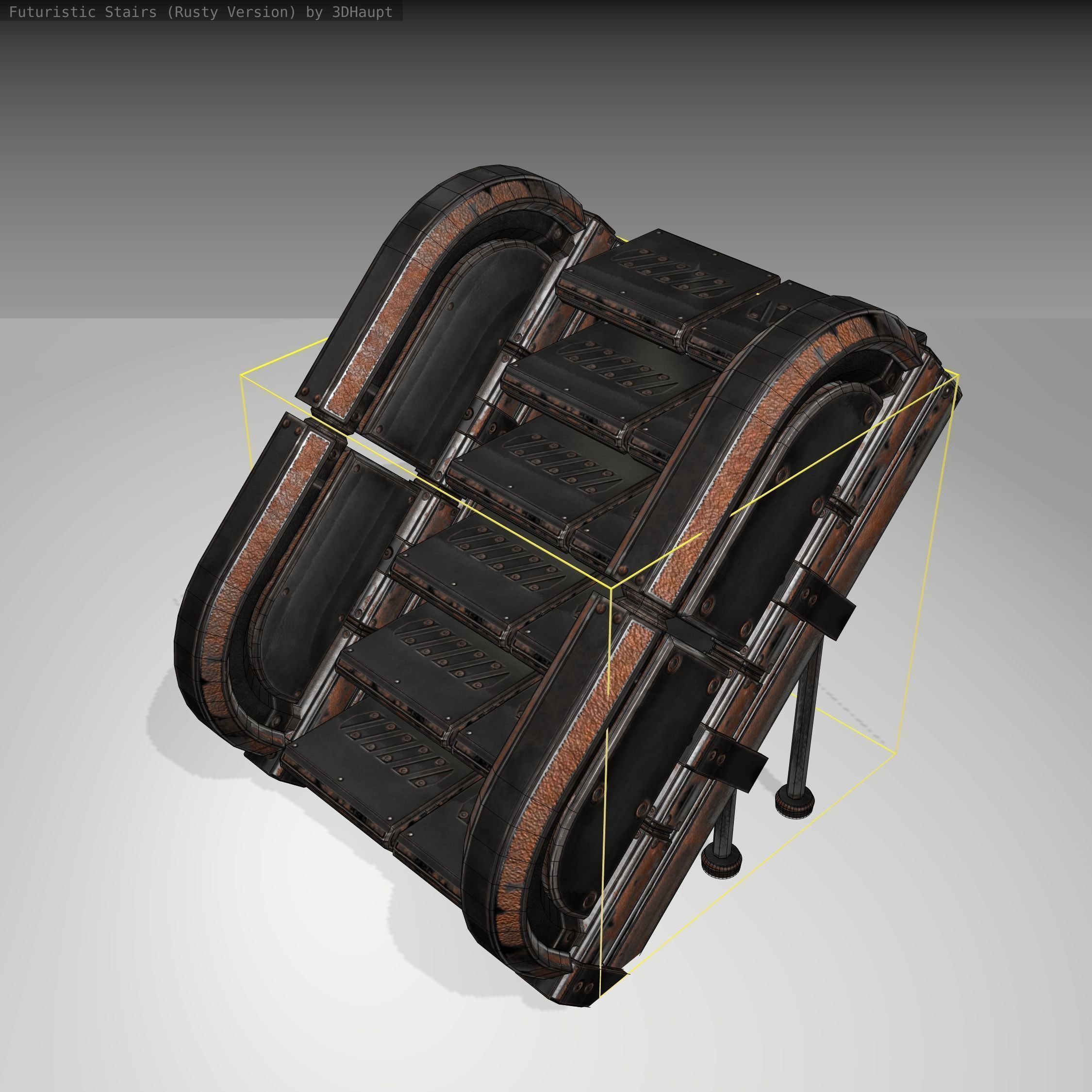 Futuristic Stairs - 32 - Rusty Textures Low-poly 3D model_24