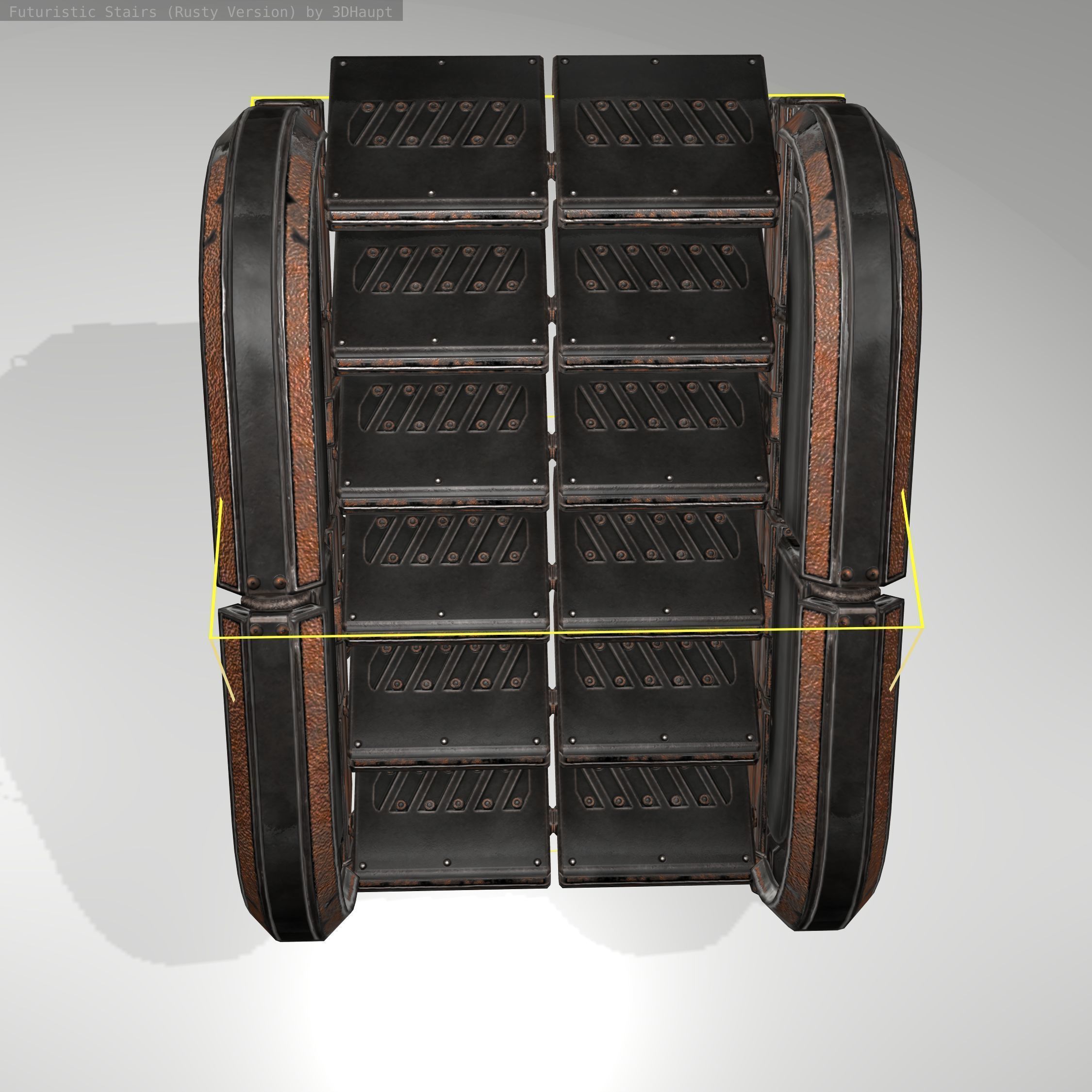 Futuristic Stairs - 32 - Rusty Textures Low-poly 3D model_14