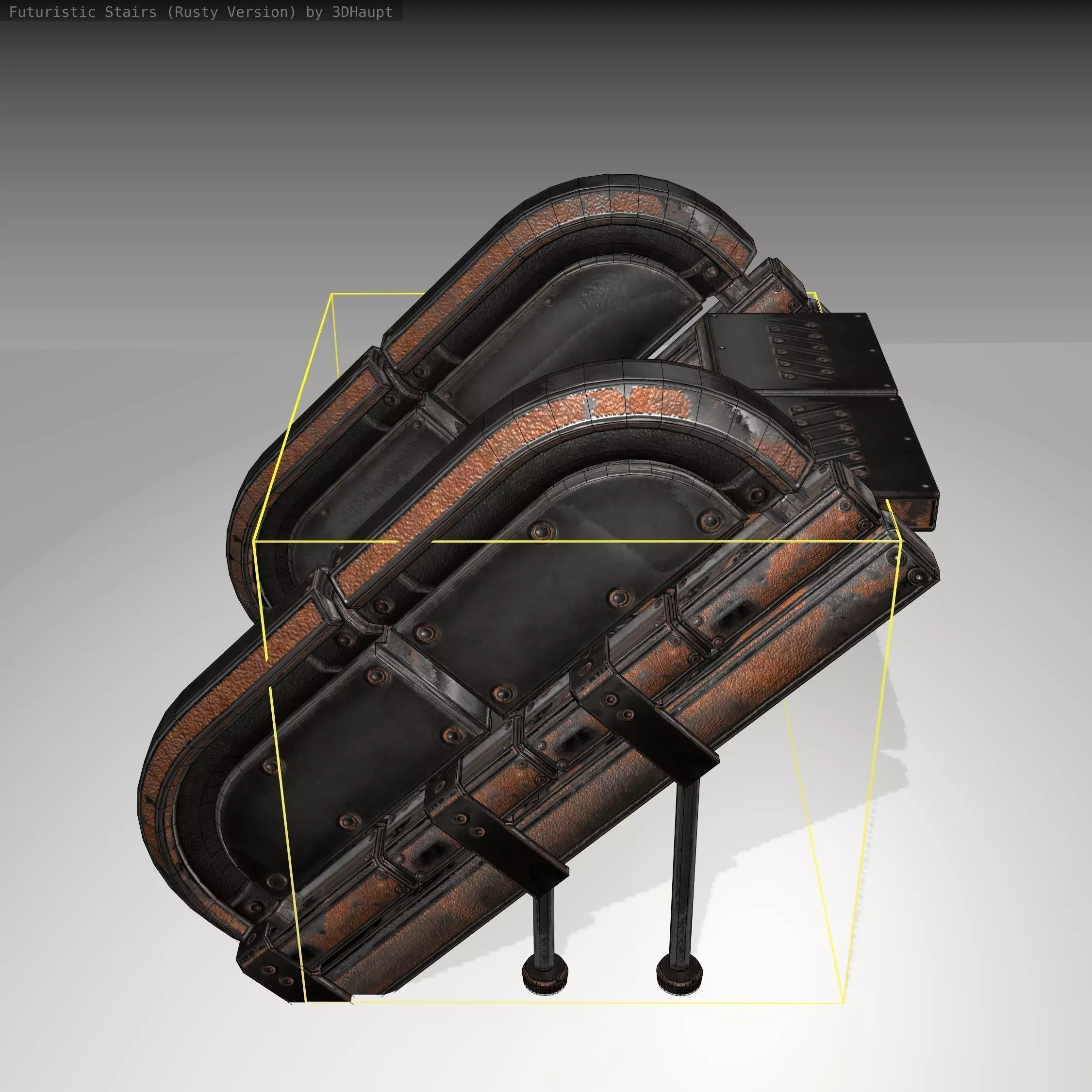 Futuristic Stairs - 32 - Rusty Textures Low-poly 3D model_0