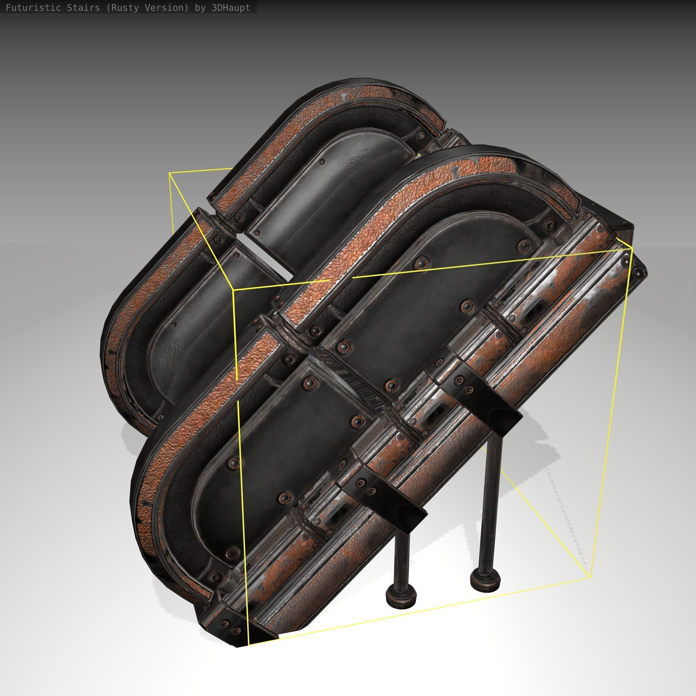 Futuristic Stairs - 32 - Rusty Textures Low-poly 3D model_23