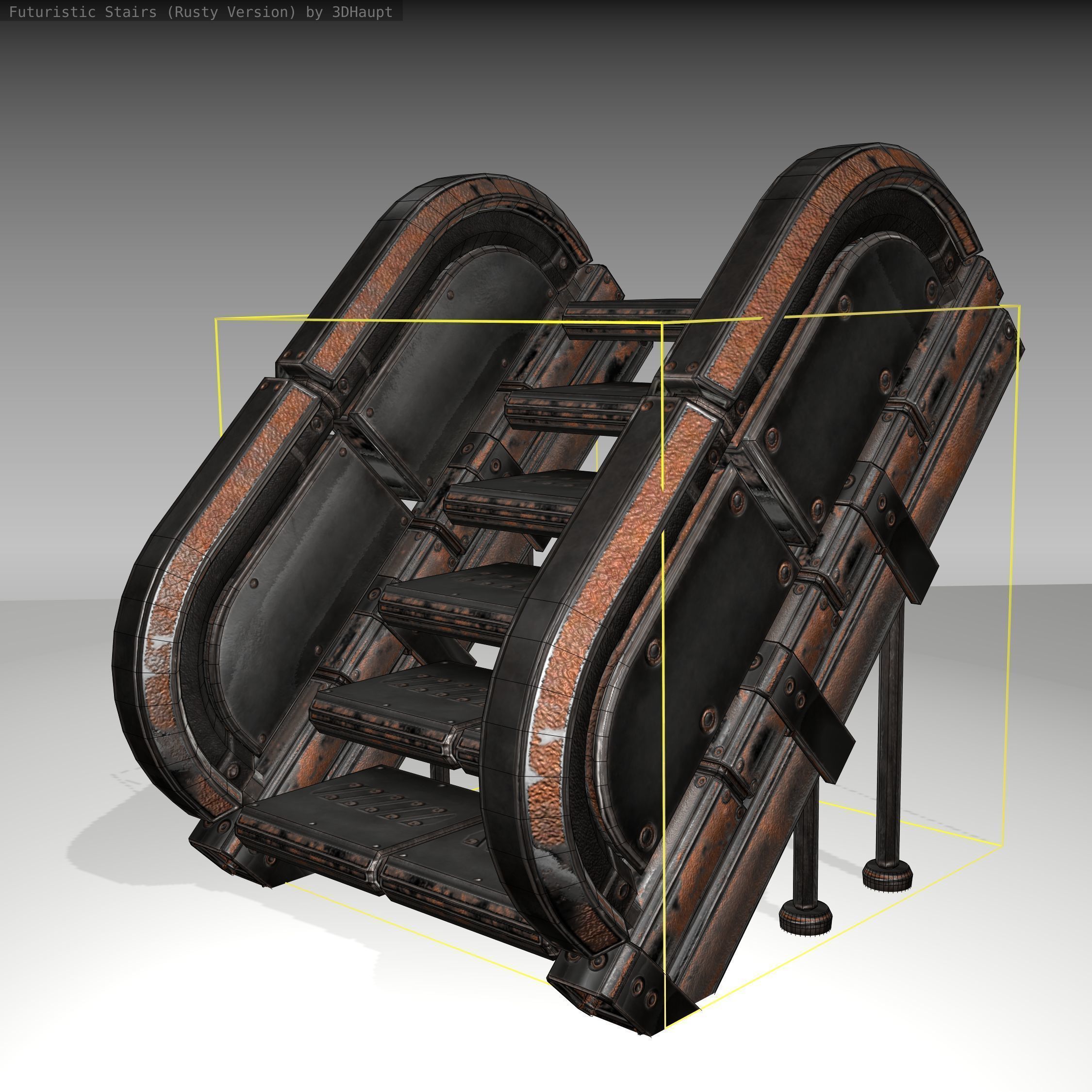 Futuristic Stairs - 32 - Rusty Textures Low-poly 3D model_22