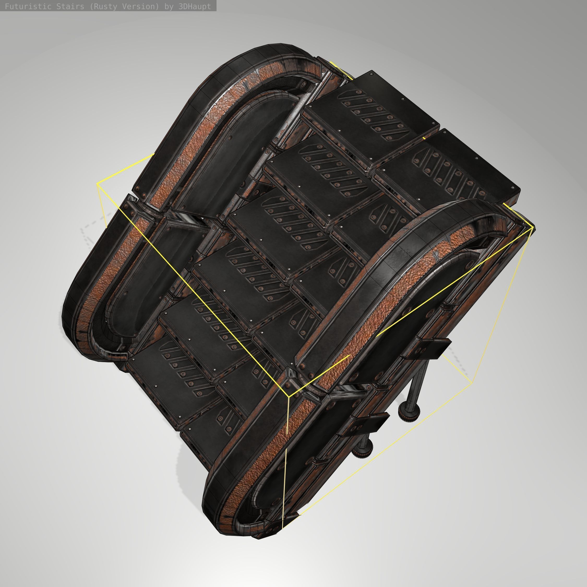 Futuristic Stairs - 32 - Rusty Textures Low-poly 3D model_15