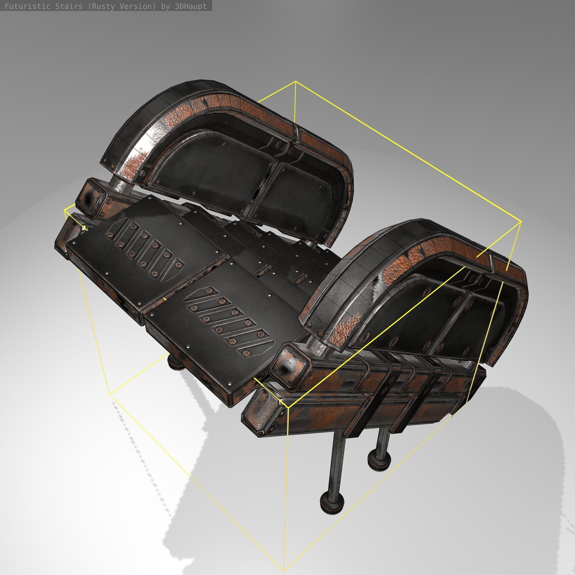 Futuristic Stairs - 32 - Rusty Textures Low-poly 3D model_17