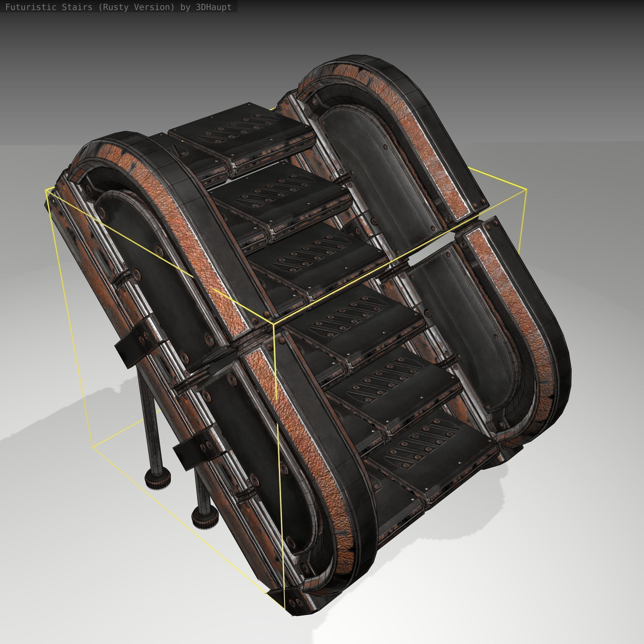 Futuristic Stairs - 32 - Rusty Textures Low-poly 3D model_5