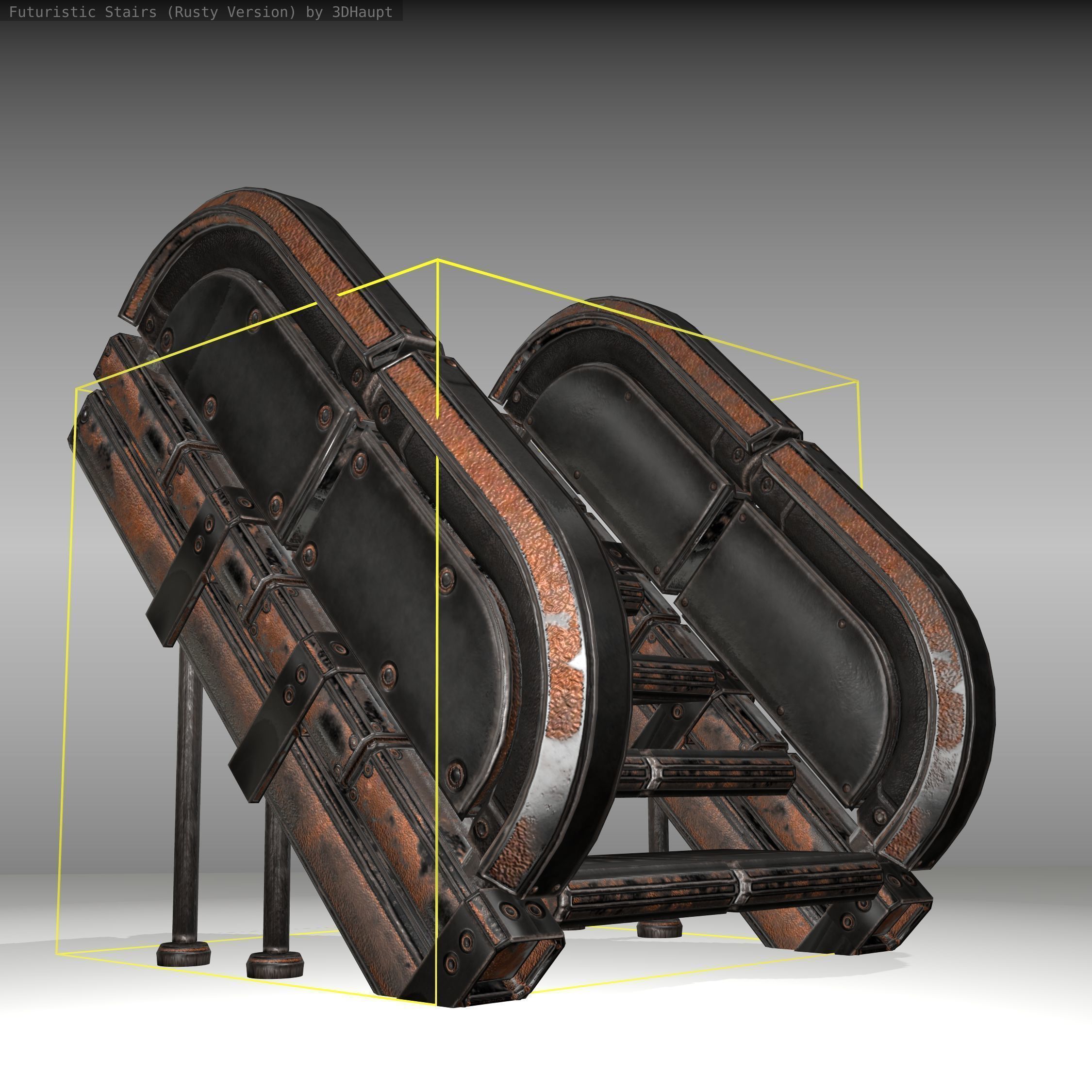 Futuristic Stairs - 32 - Rusty Textures Low-poly 3D model_21