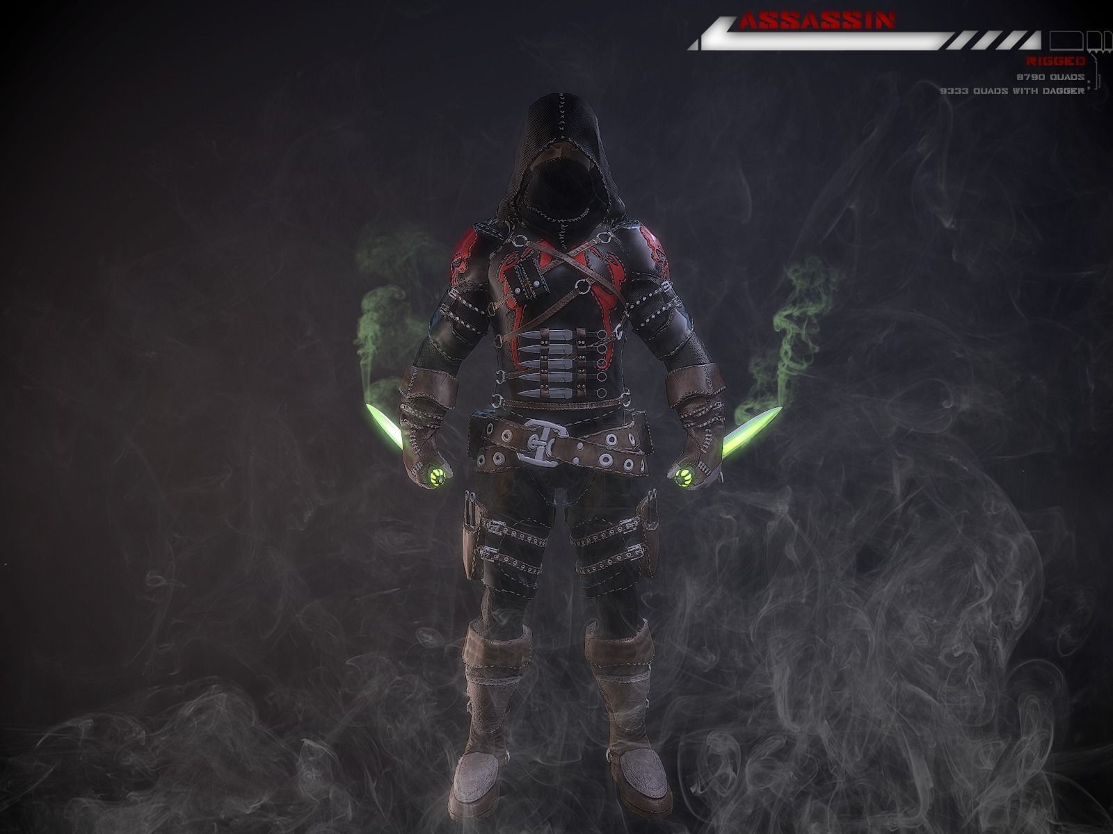 Assassin Lowpoly rigged Low-poly 3D model_0