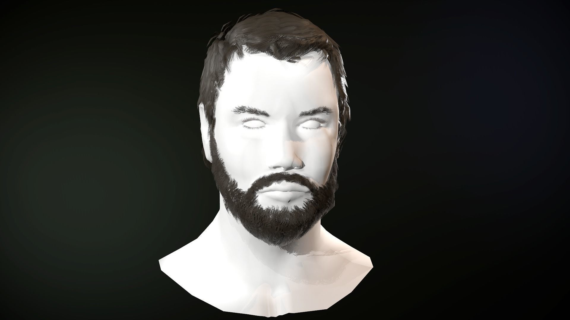 Hair and Beard Cards Man Low-poly 3D model_26