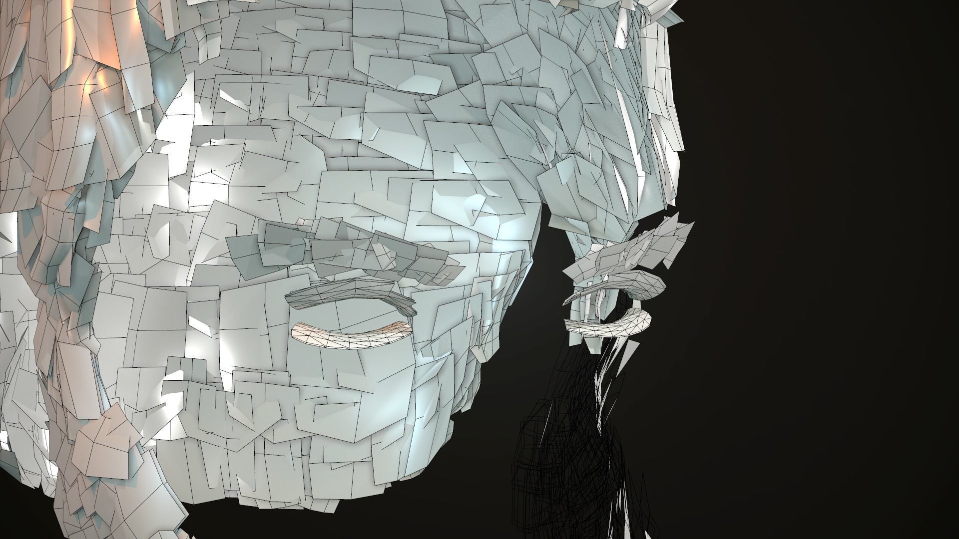 Hair and Beard Cards Man Low-poly 3D model_42