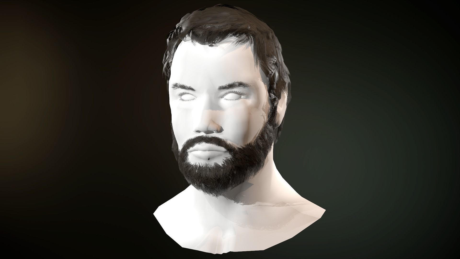 Hair and Beard Cards Man Low-poly 3D model_27