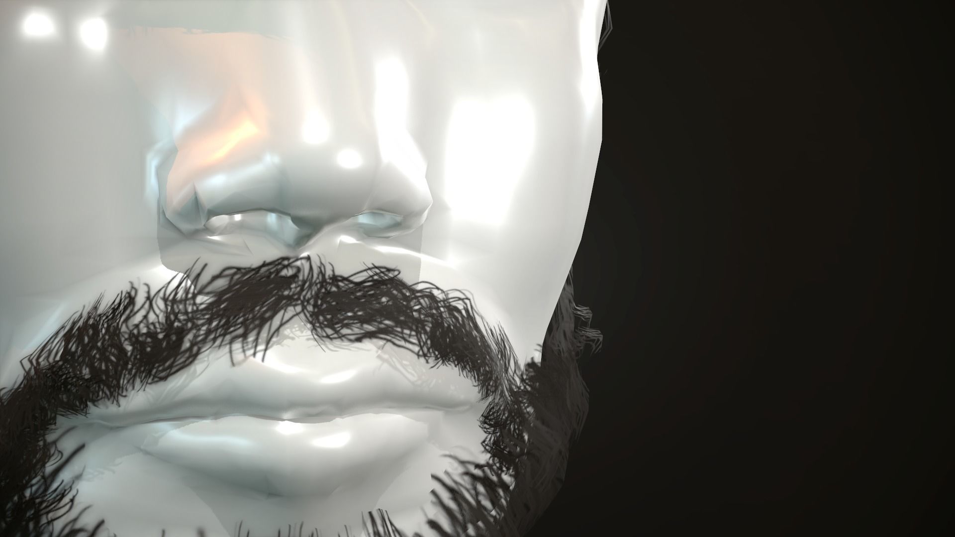 Hair and Beard Cards Man Low-poly 3D model_18