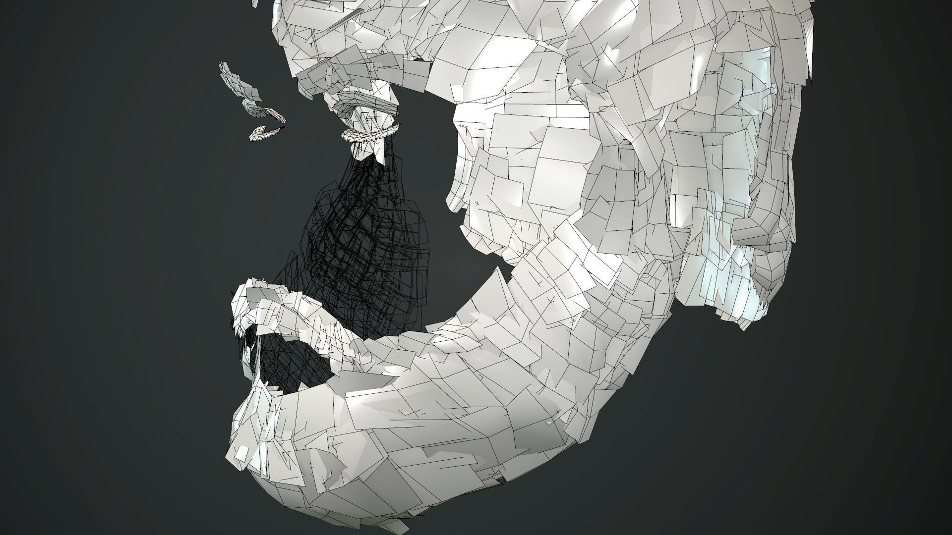 Hair and Beard Cards Man Low-poly 3D model_44