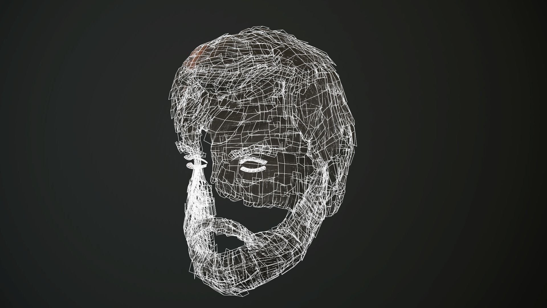 Hair and Beard Cards Man Low-poly 3D model_39