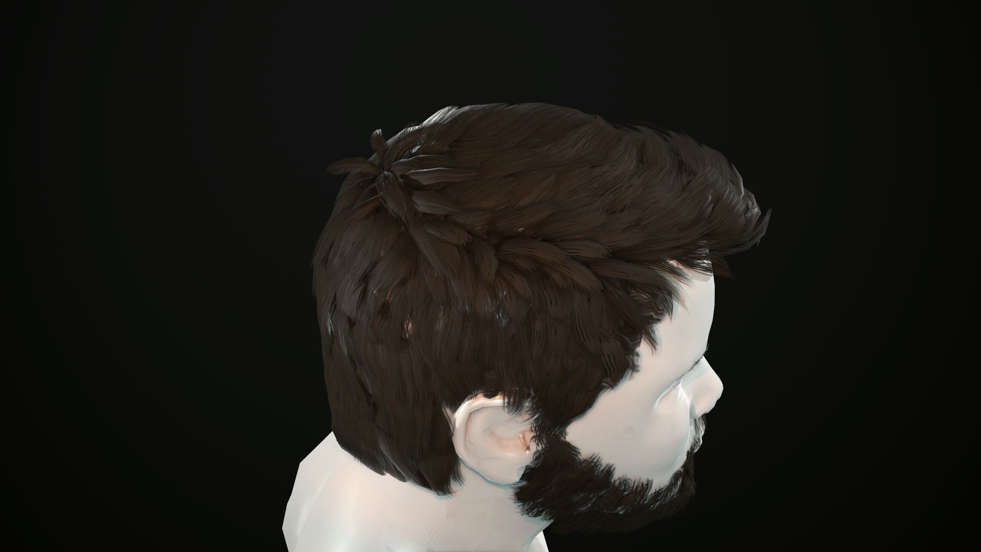 Hair and Beard Cards Man Low-poly 3D model_21