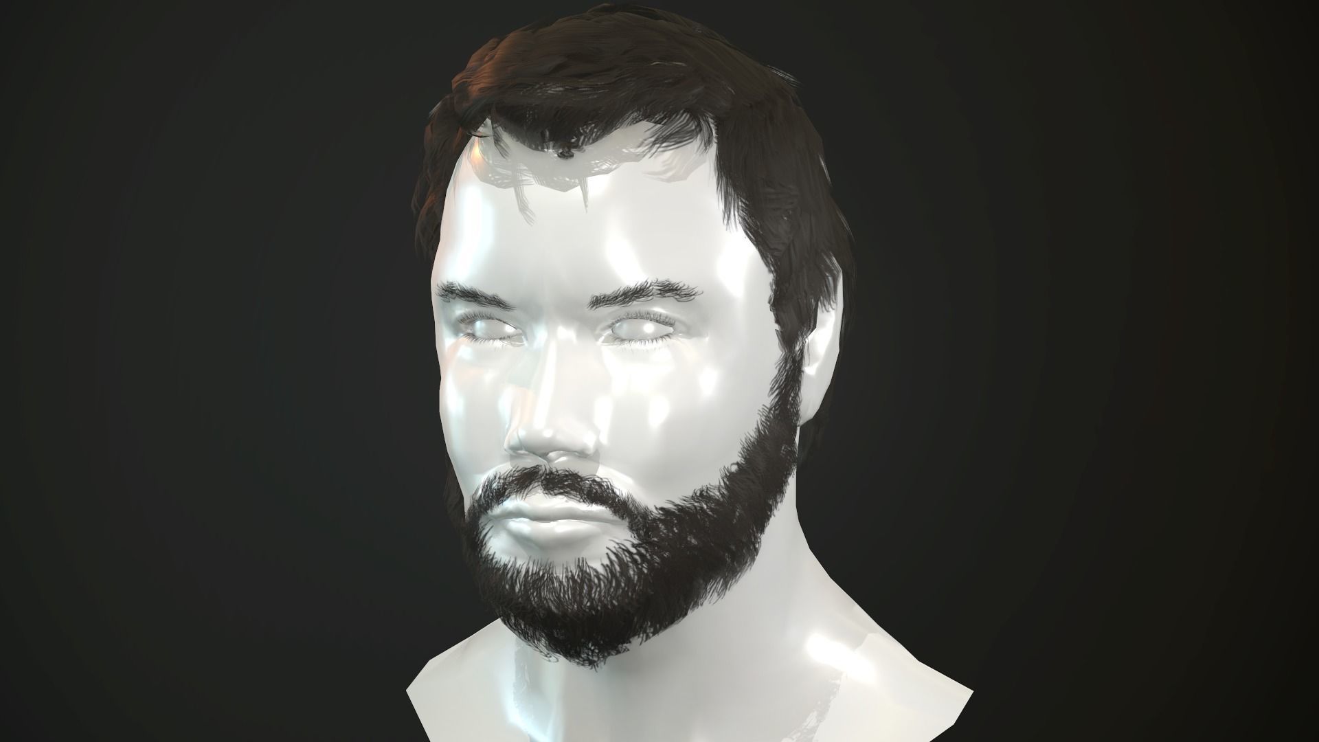 Hair and Beard Cards Man Low-poly 3D model_8