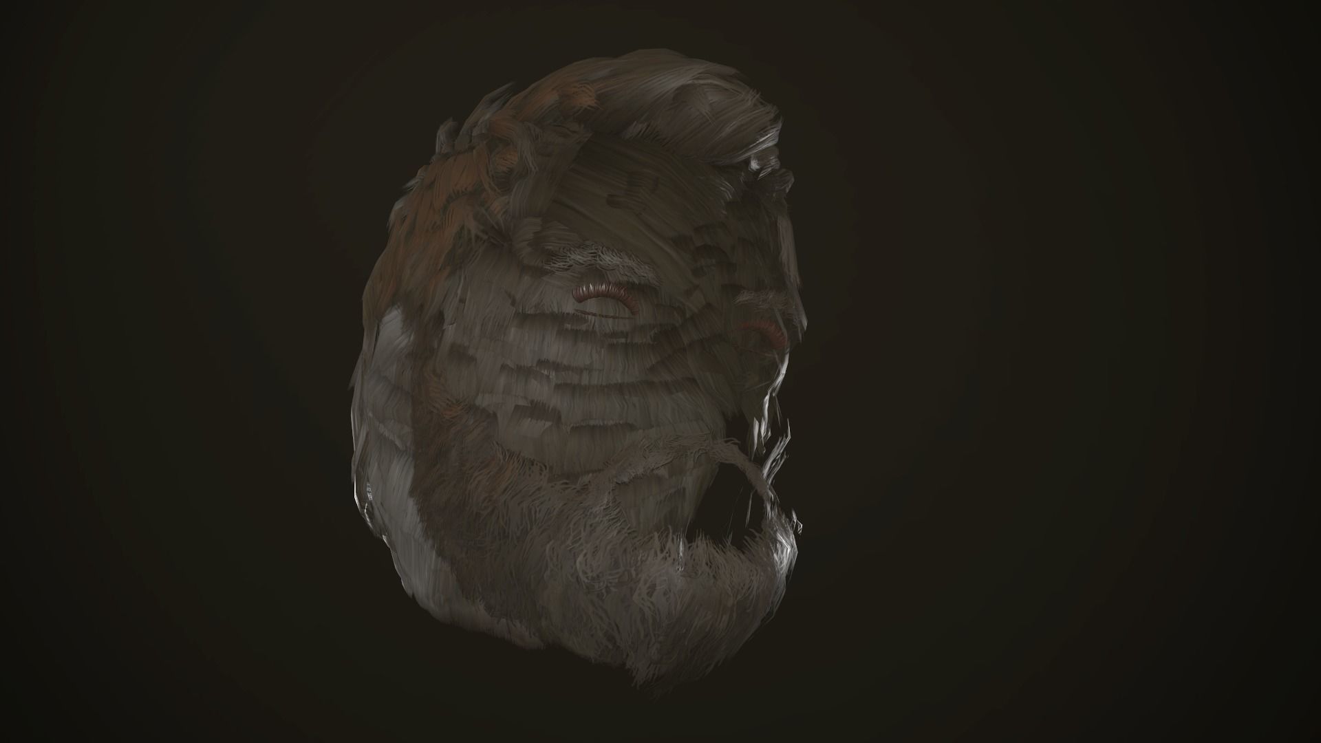 Hair and Beard Cards Man Low-poly 3D model_36