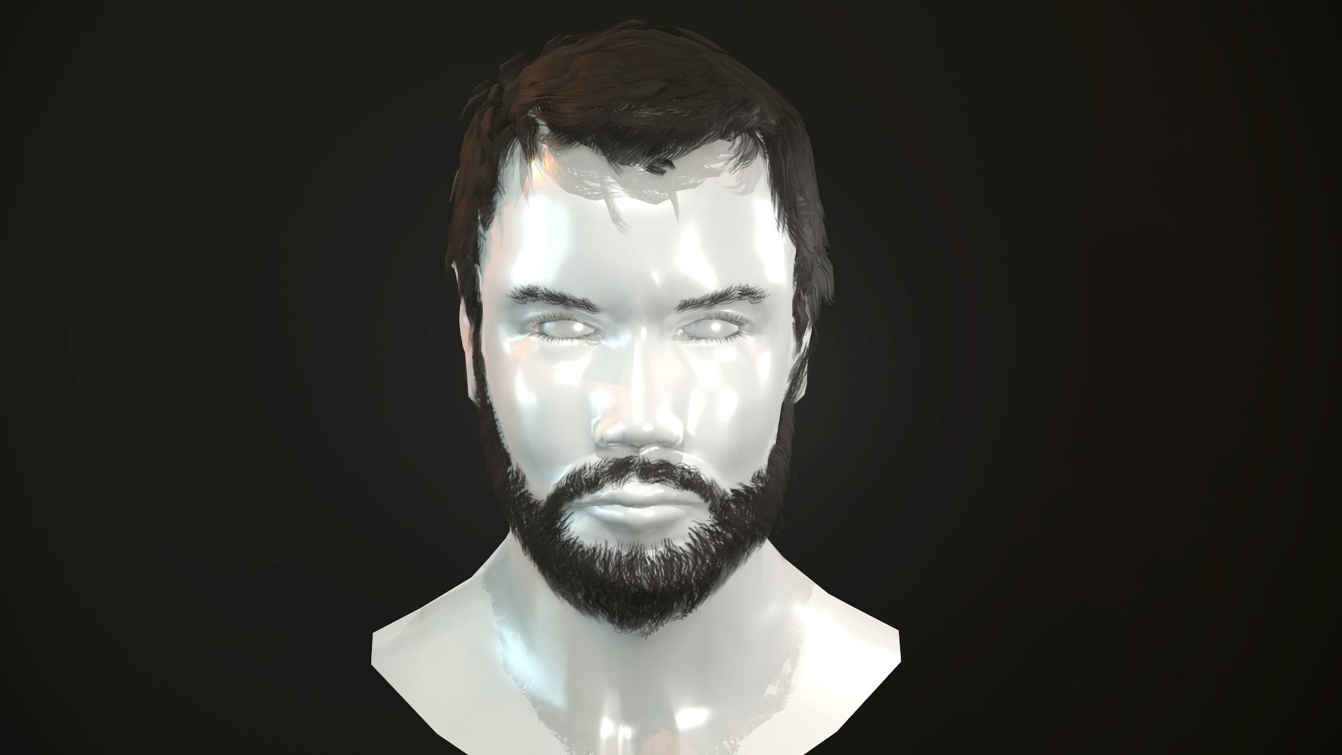 Hair and Beard Cards Man Low-poly 3D model_7