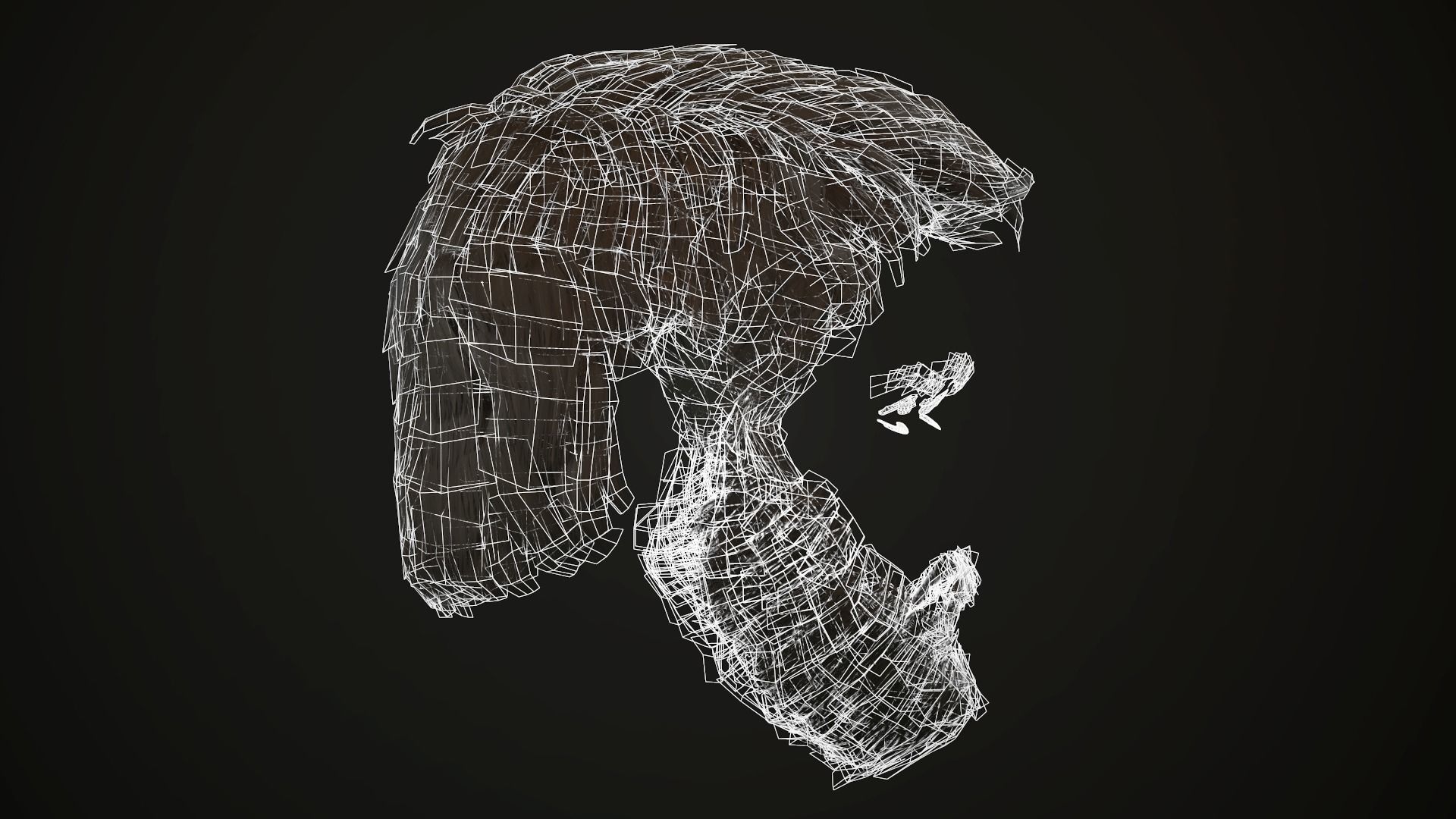 Hair and Beard Cards Man Low-poly 3D model_41