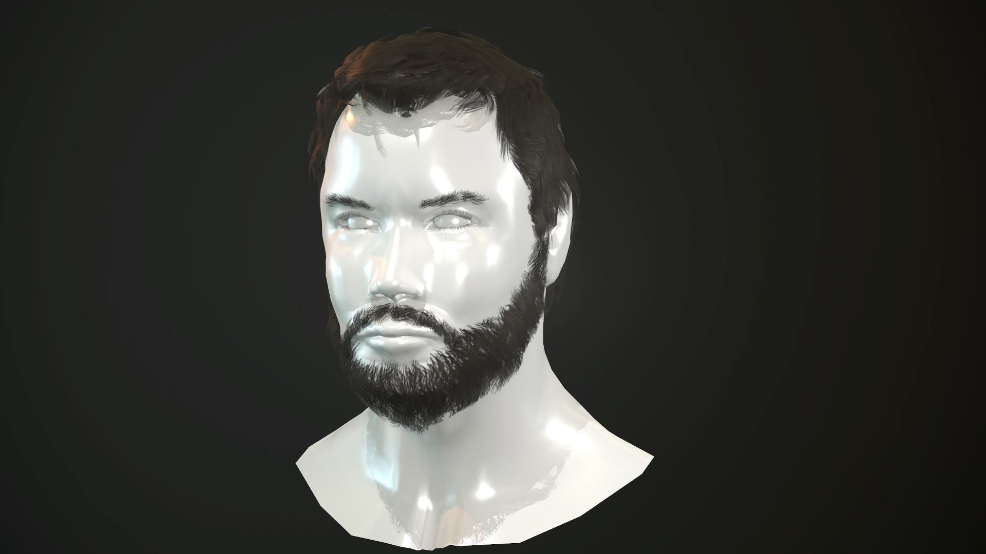 Hair and Beard Cards Man Low-poly 3D model_5