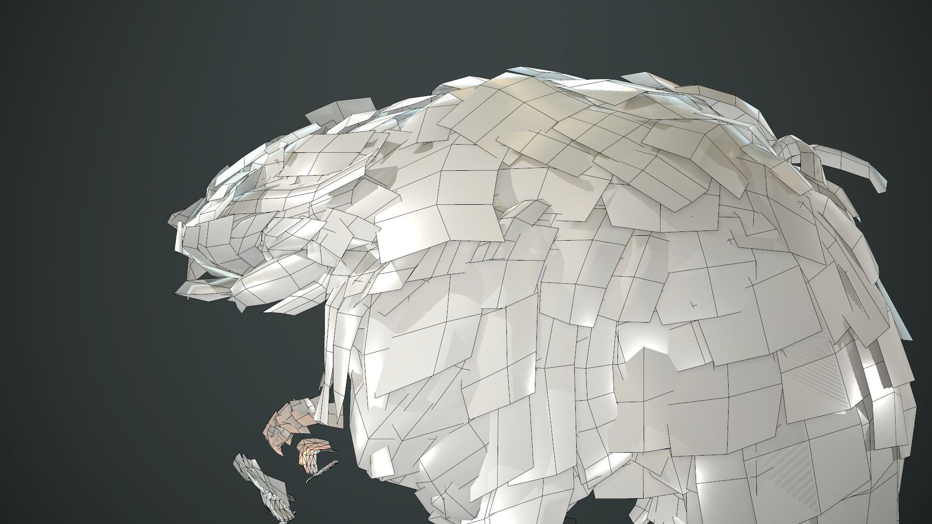 Hair and Beard Cards Man Low-poly 3D model_43